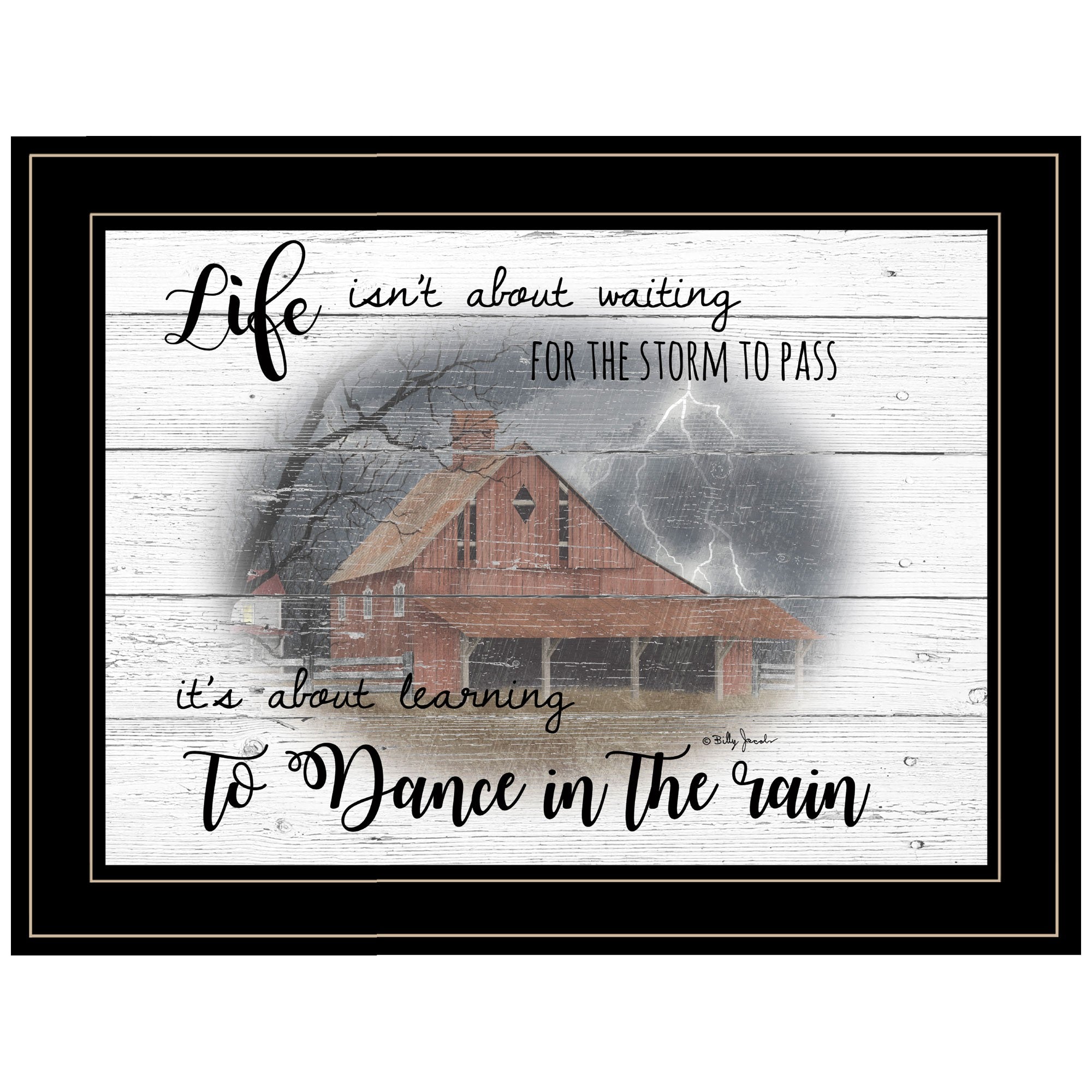 Storm Dance at the Farm Black Framed Print Wall Art