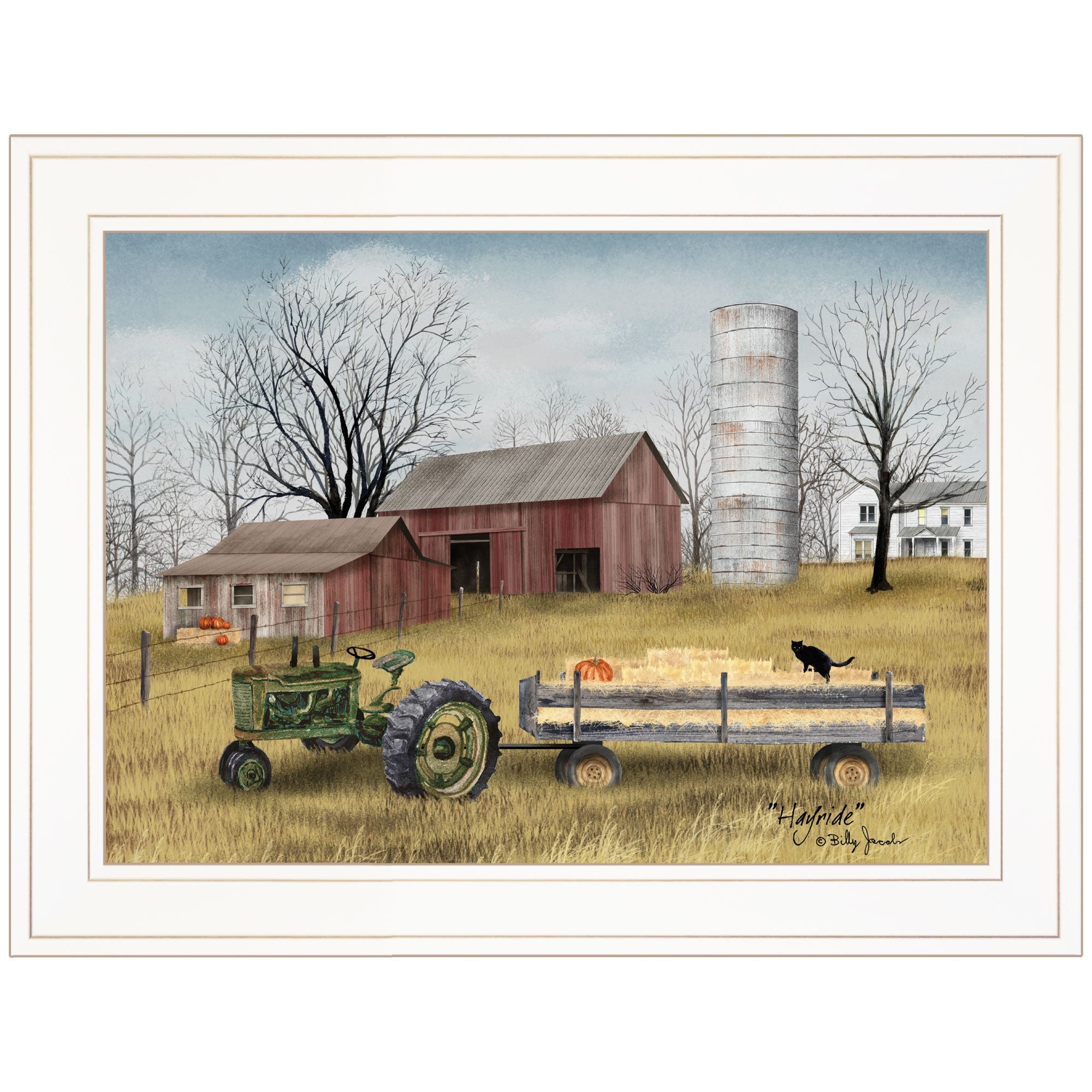 Hayride 1 White Framed Print Wall Art