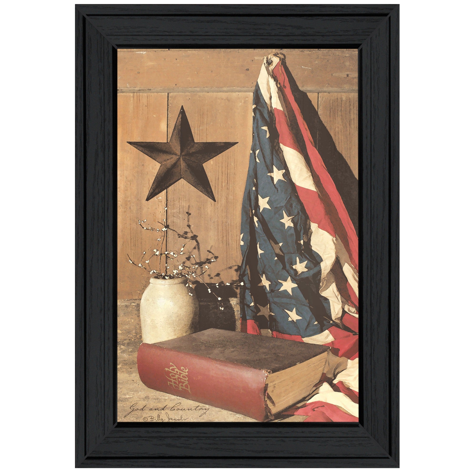 God and Country 2 Black Framed Print Wall Art