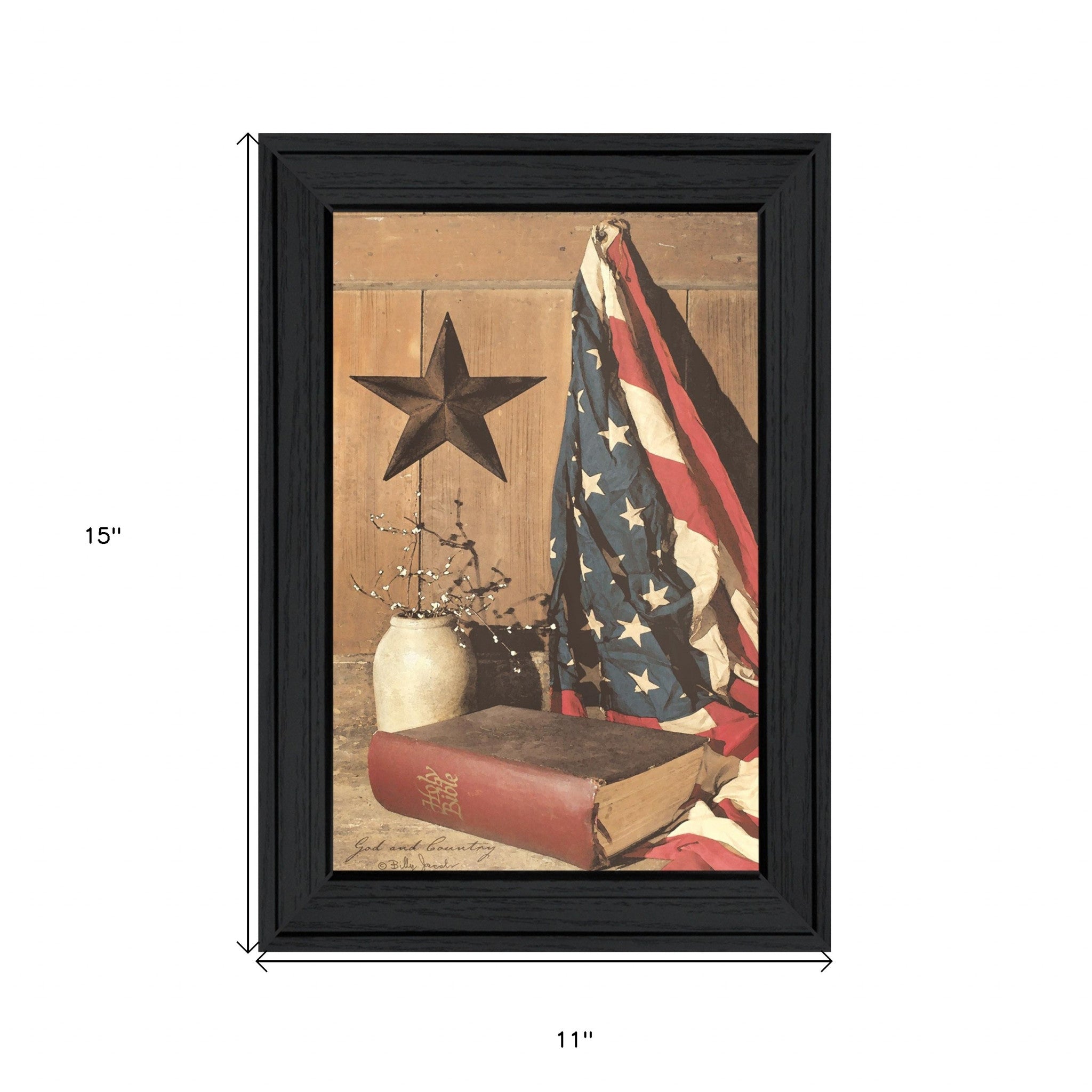 God and Country 2 Black Framed Print Wall Art