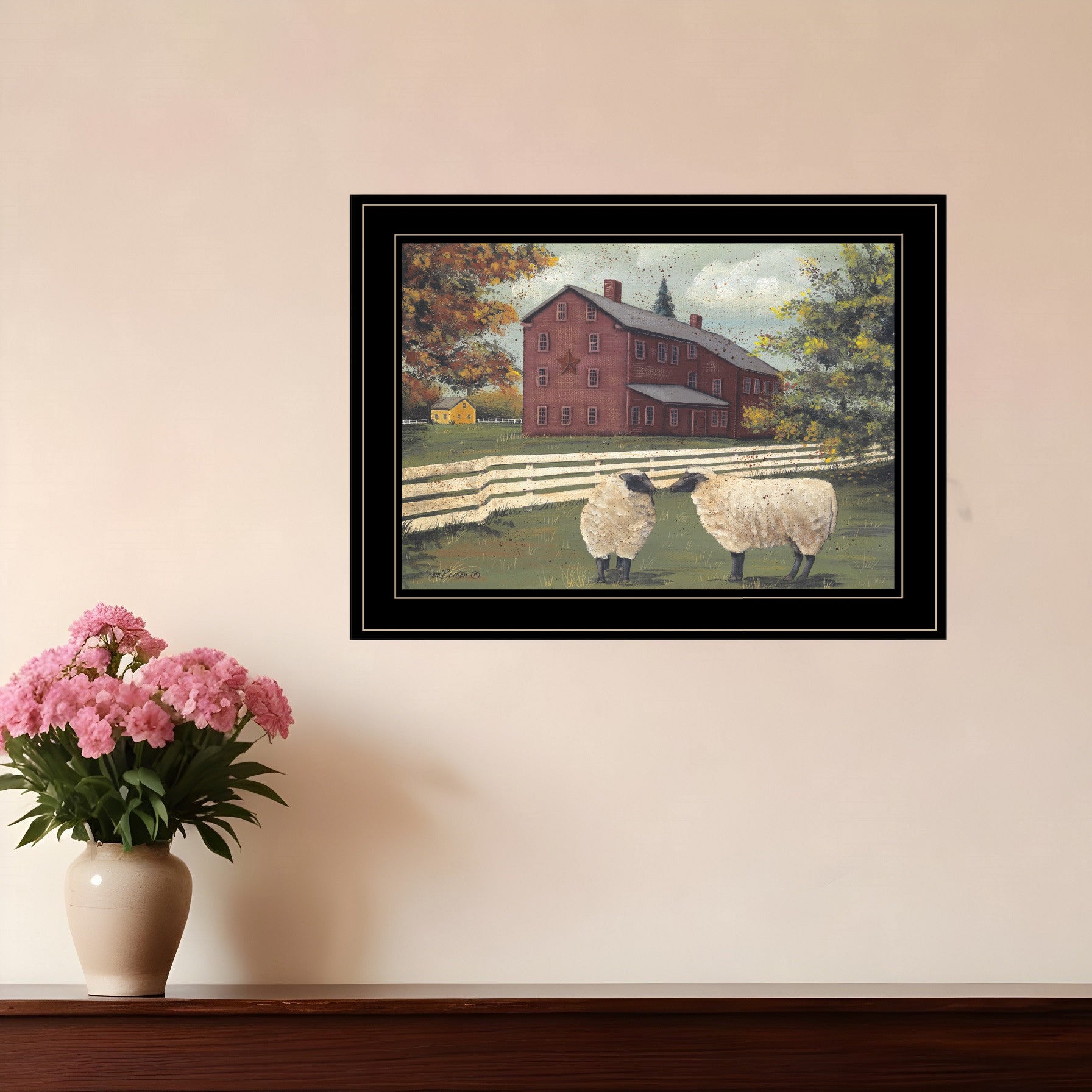 Hancock Sheep 3 Black Framed Print Wall Art