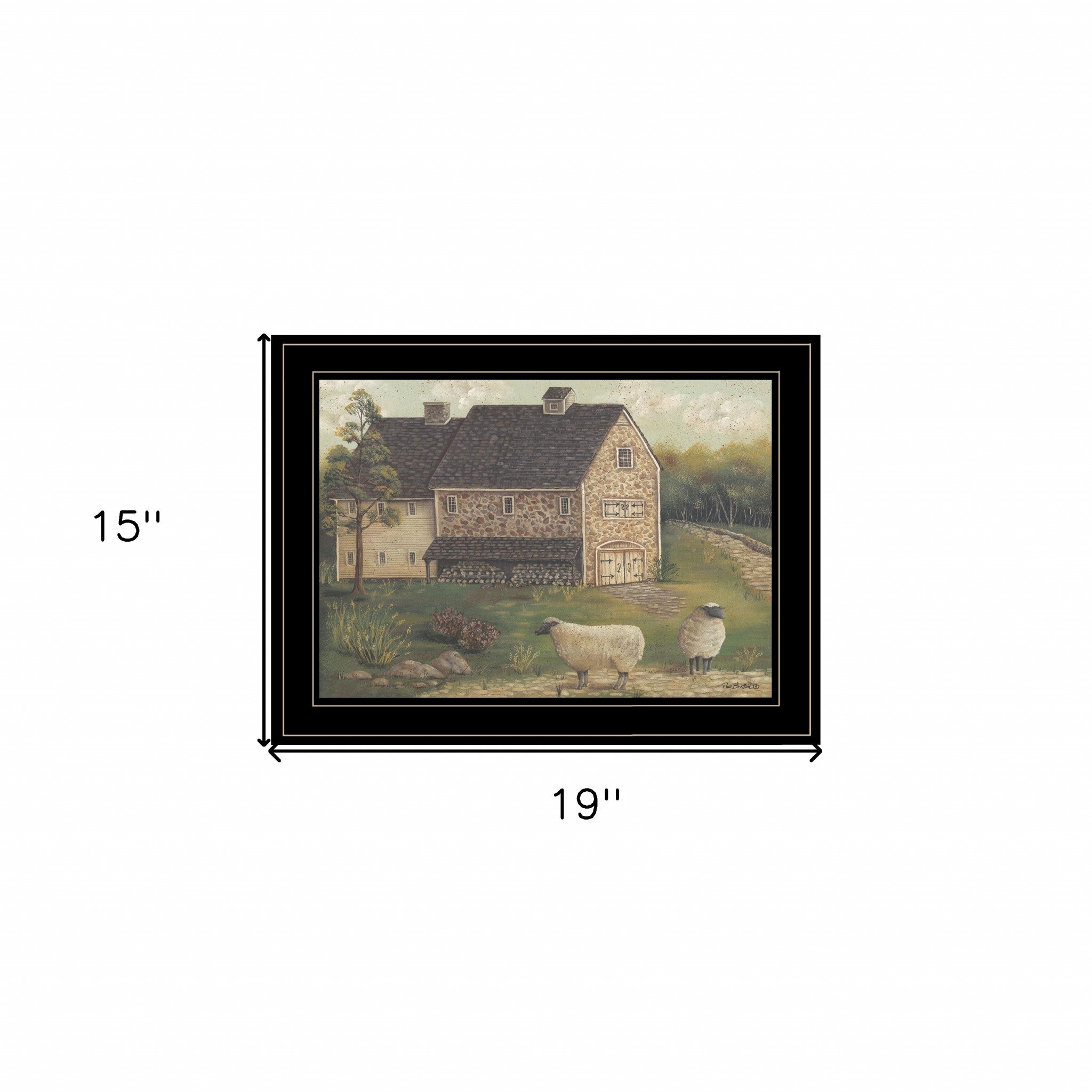 Stone Barn 3 Black Framed Print Wall Art