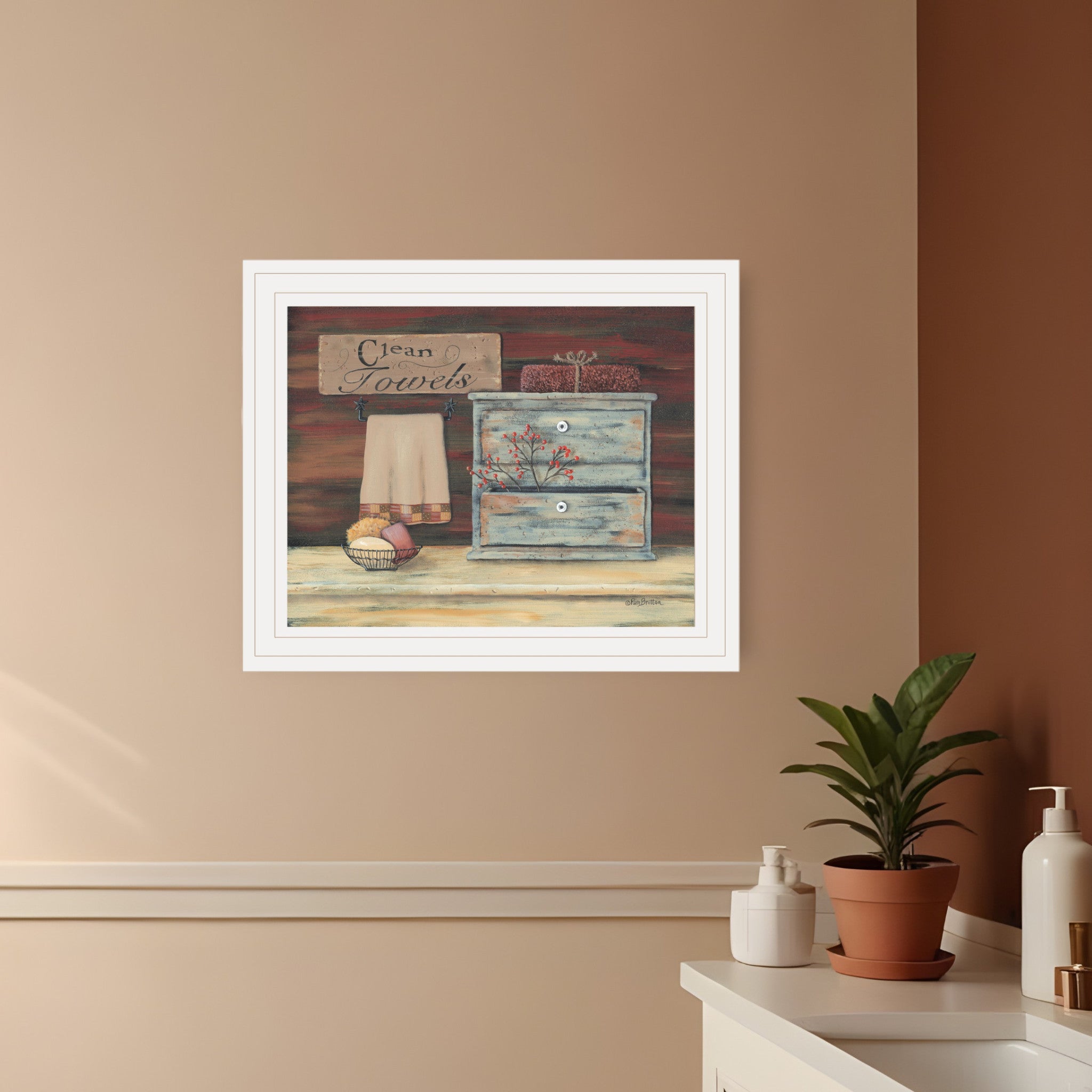 Clean Towels 2 White Framed Print Bathroom Wall Art