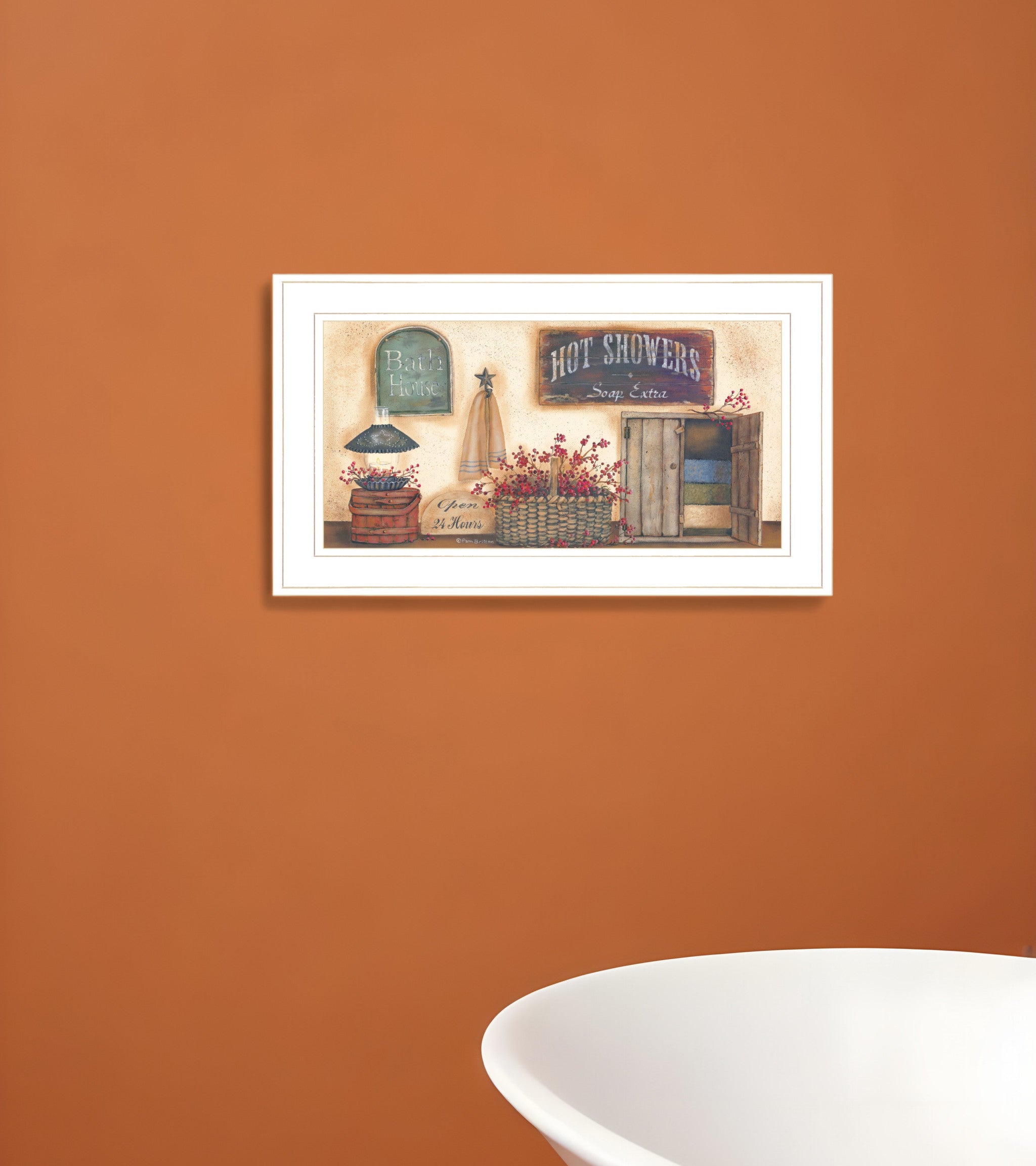 Bath House Collection 1 White Framed Print Bathroom Wall Art