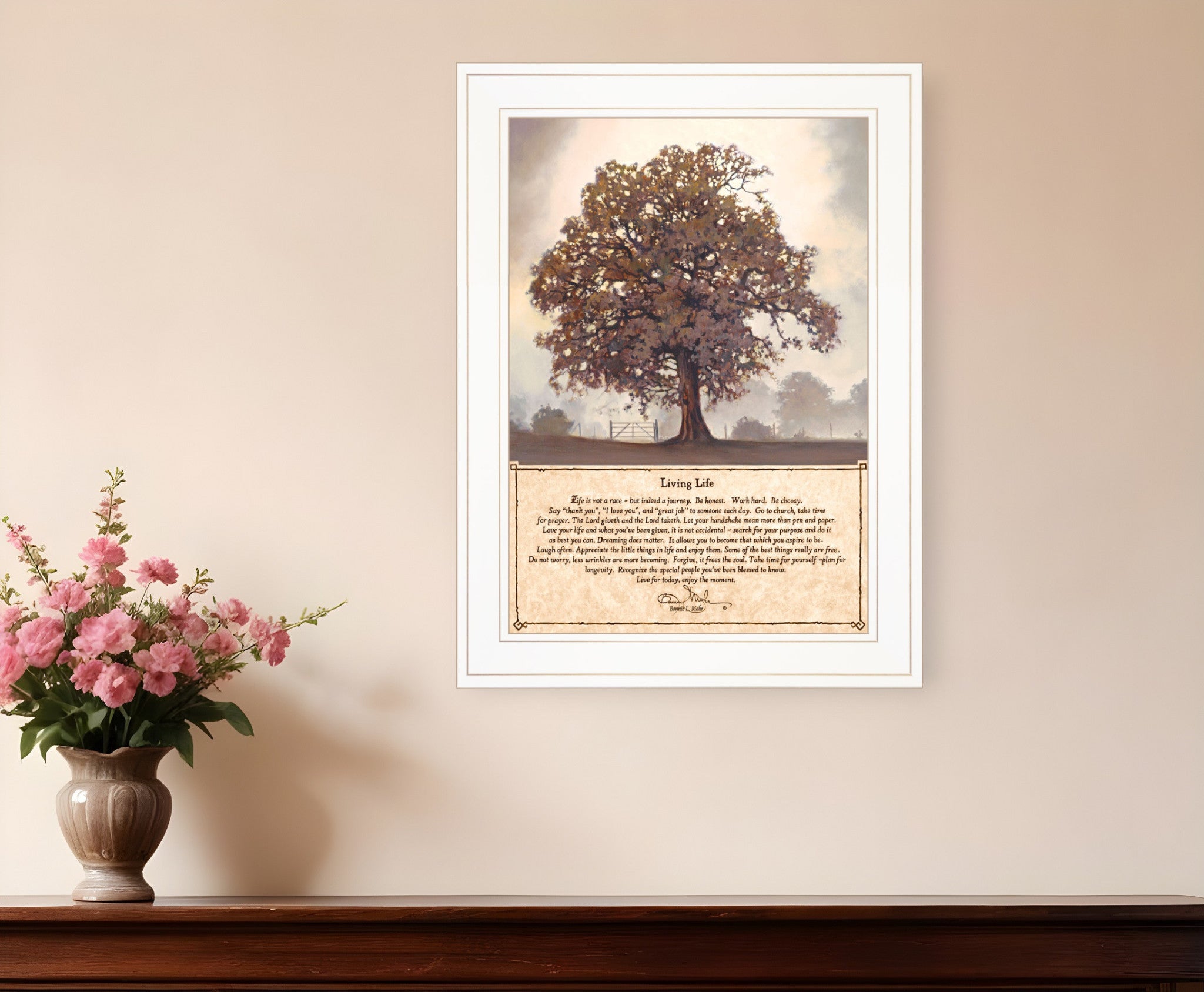 Living Life 5 White Framed Print Wall Art