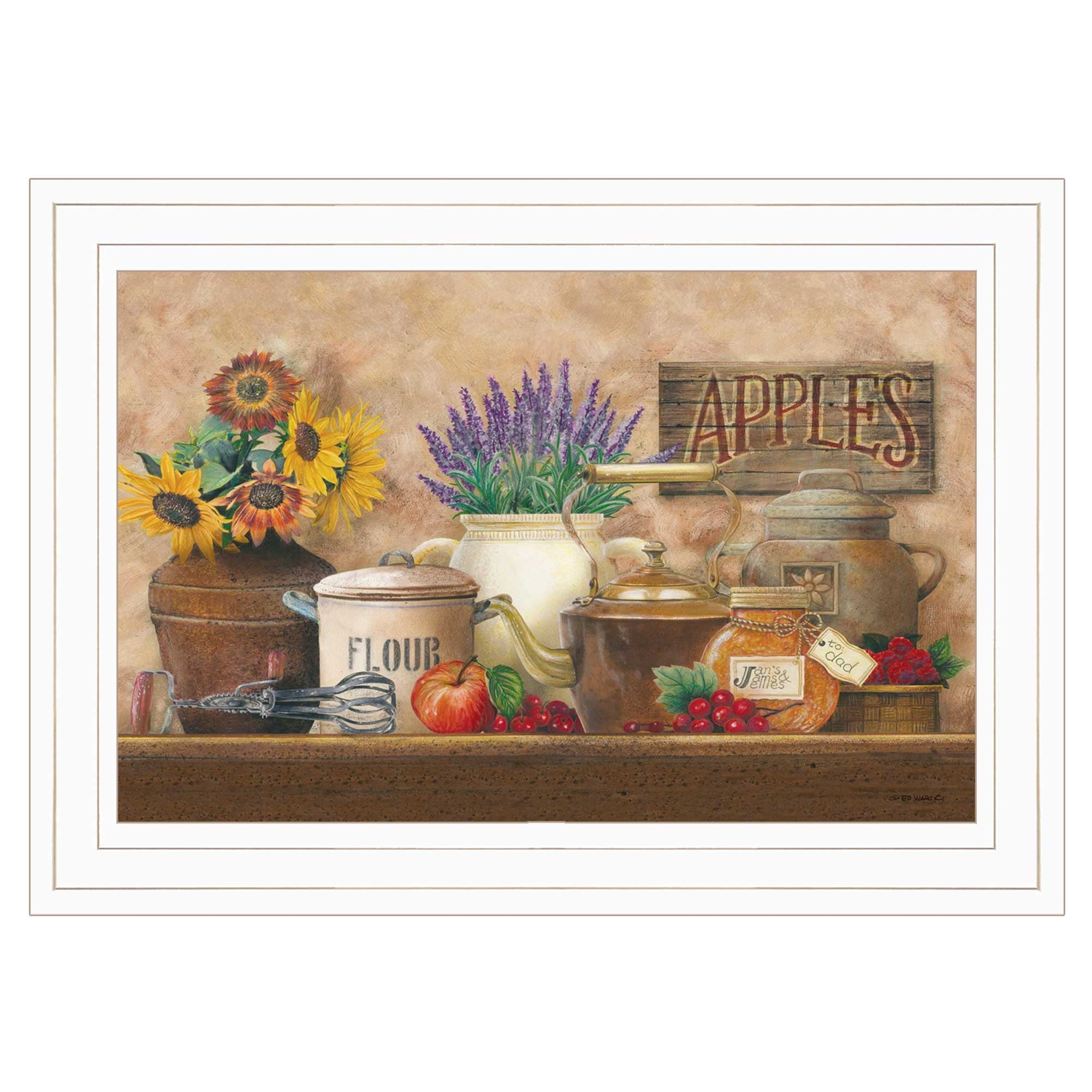 Antique Kitchen 1 White Framed Print Kitchen Wall Art