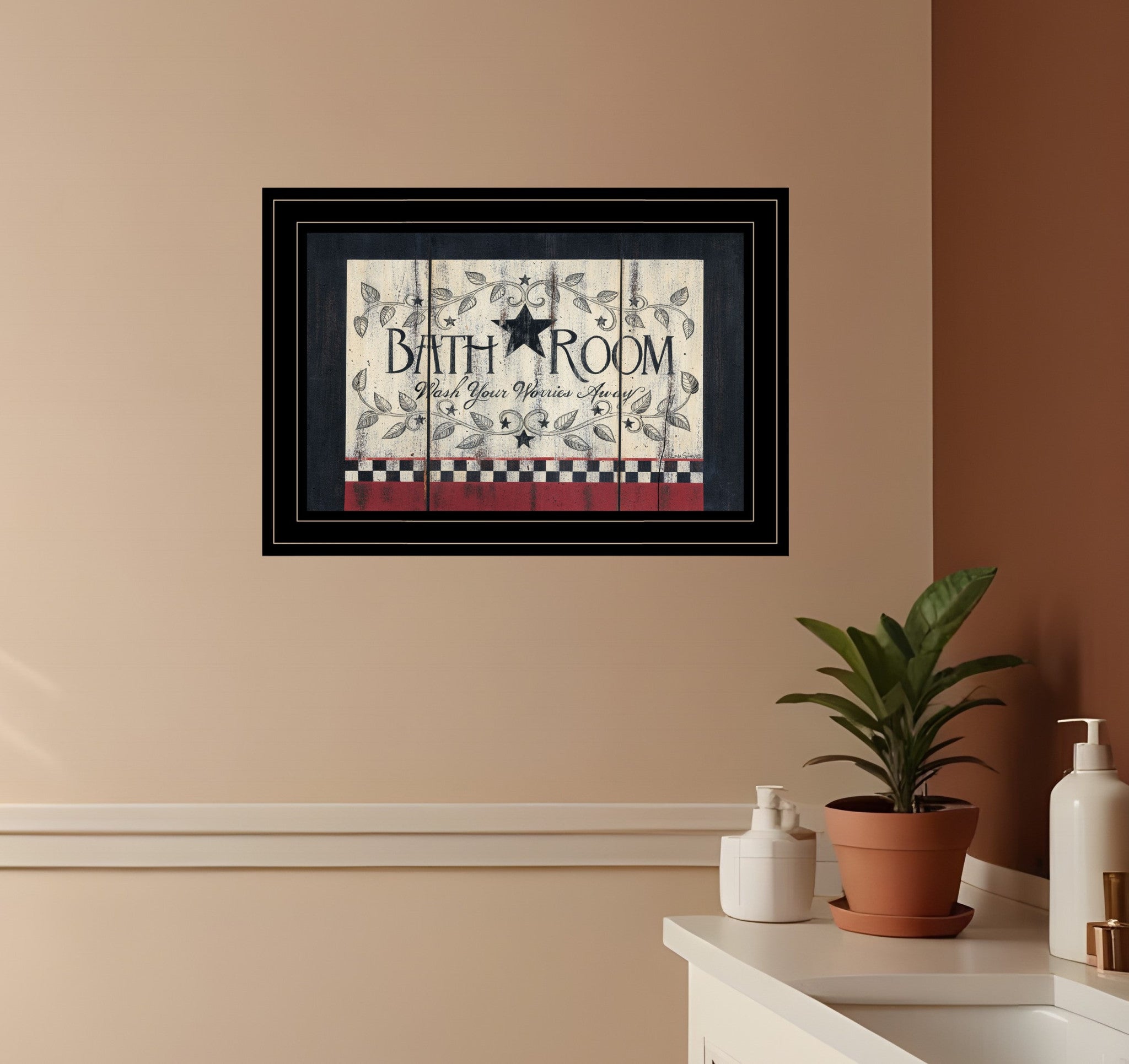 Bathroom 3 Black Framed Print Bathroom Wall Art