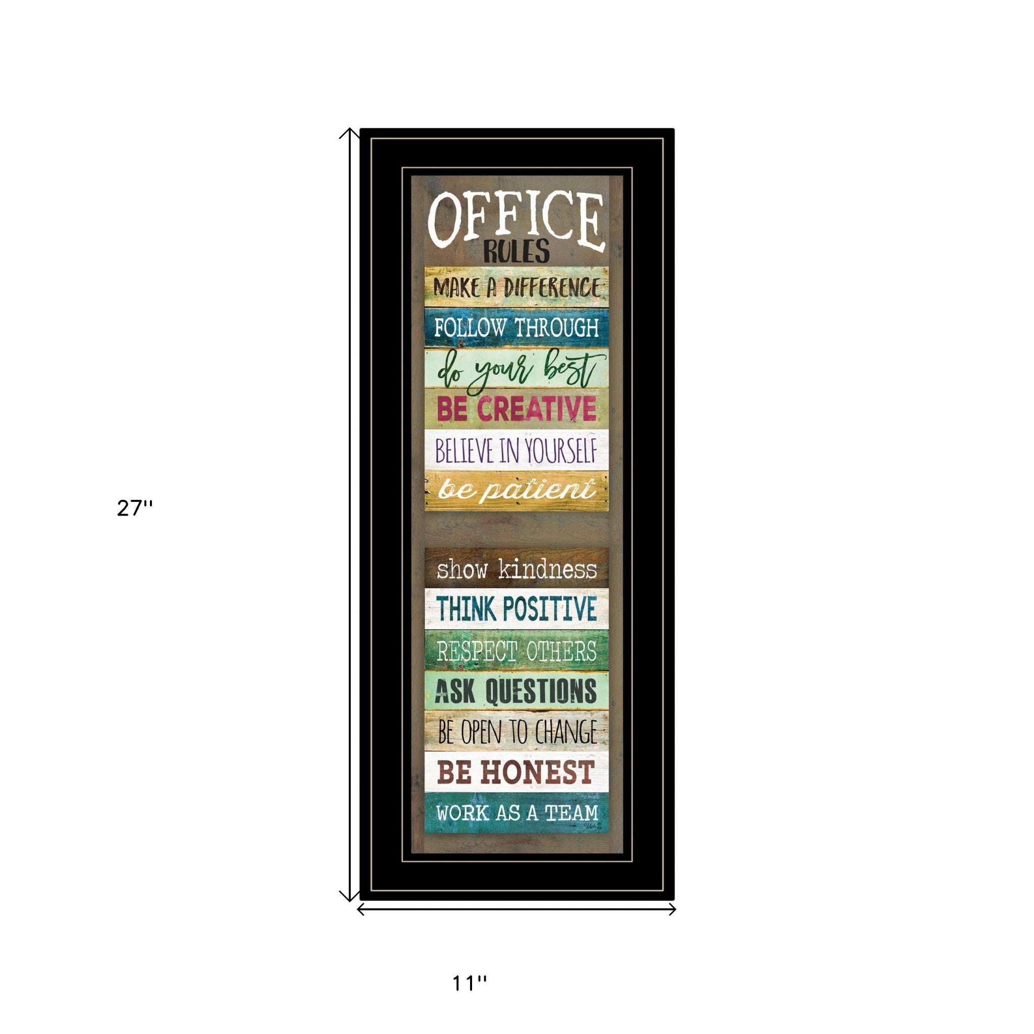 Office Rules 8 Black Framed Print Wall Art