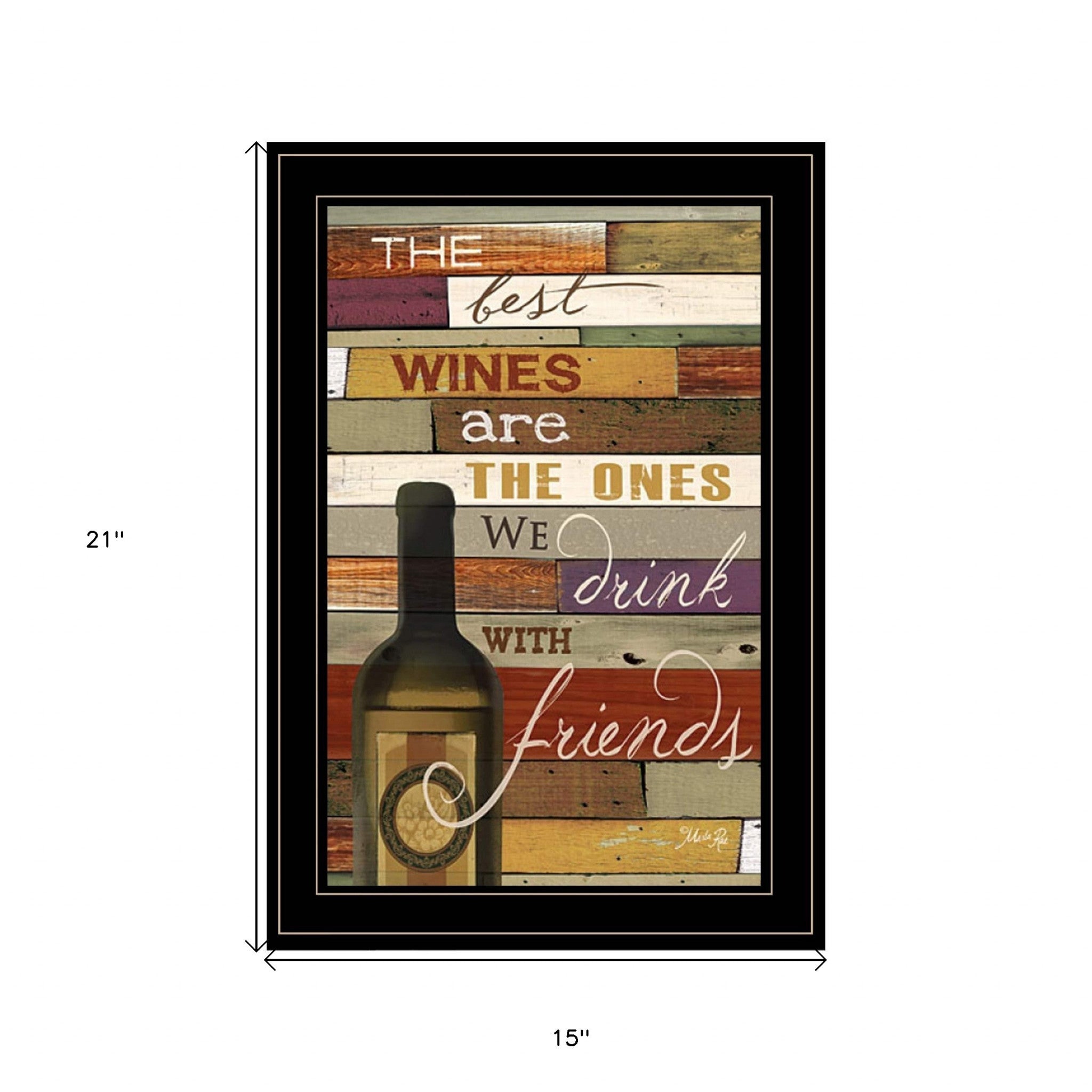 Wine With Friends Black Framed Print Wall Art