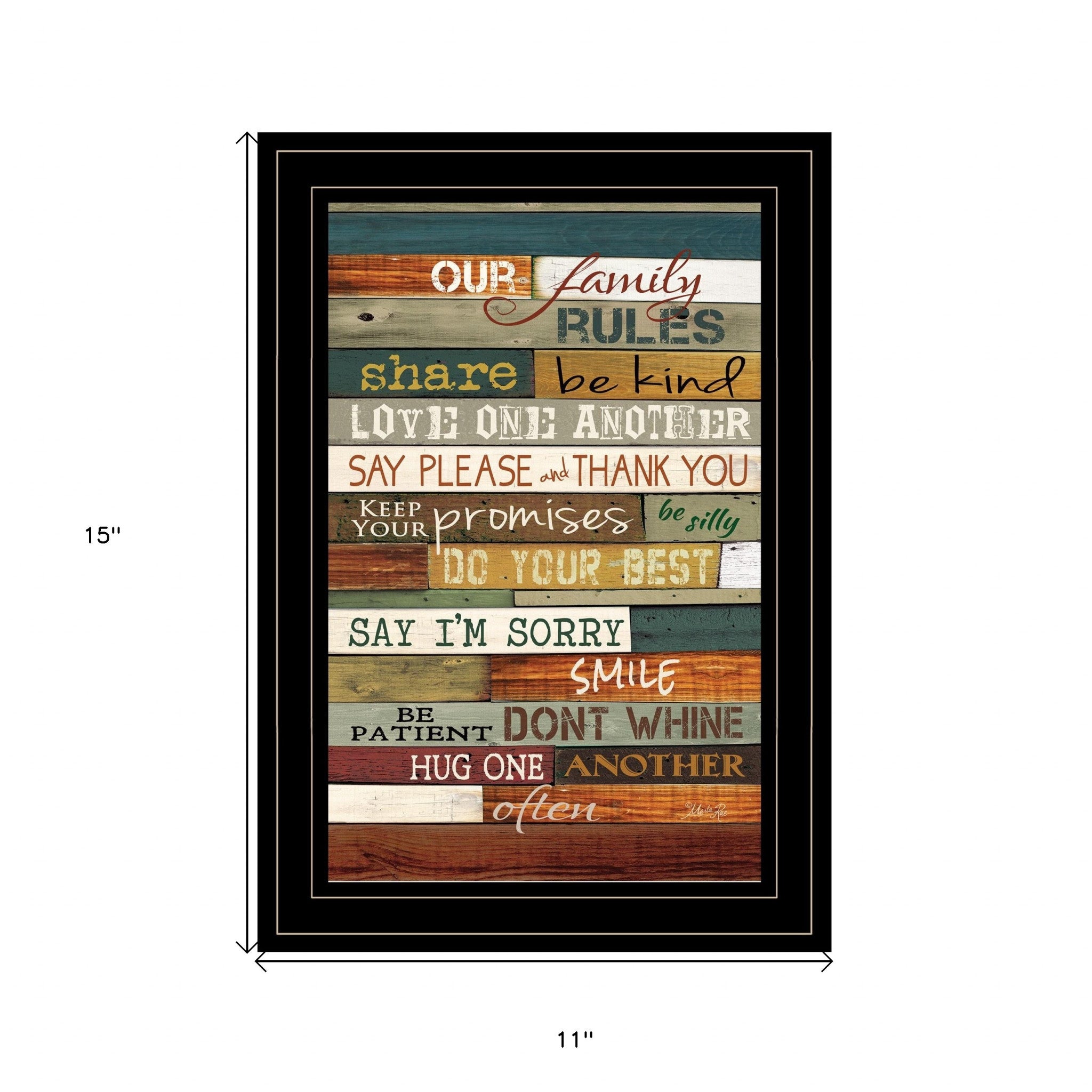 Our Family Rules 4 Black Framed Print Wall Art