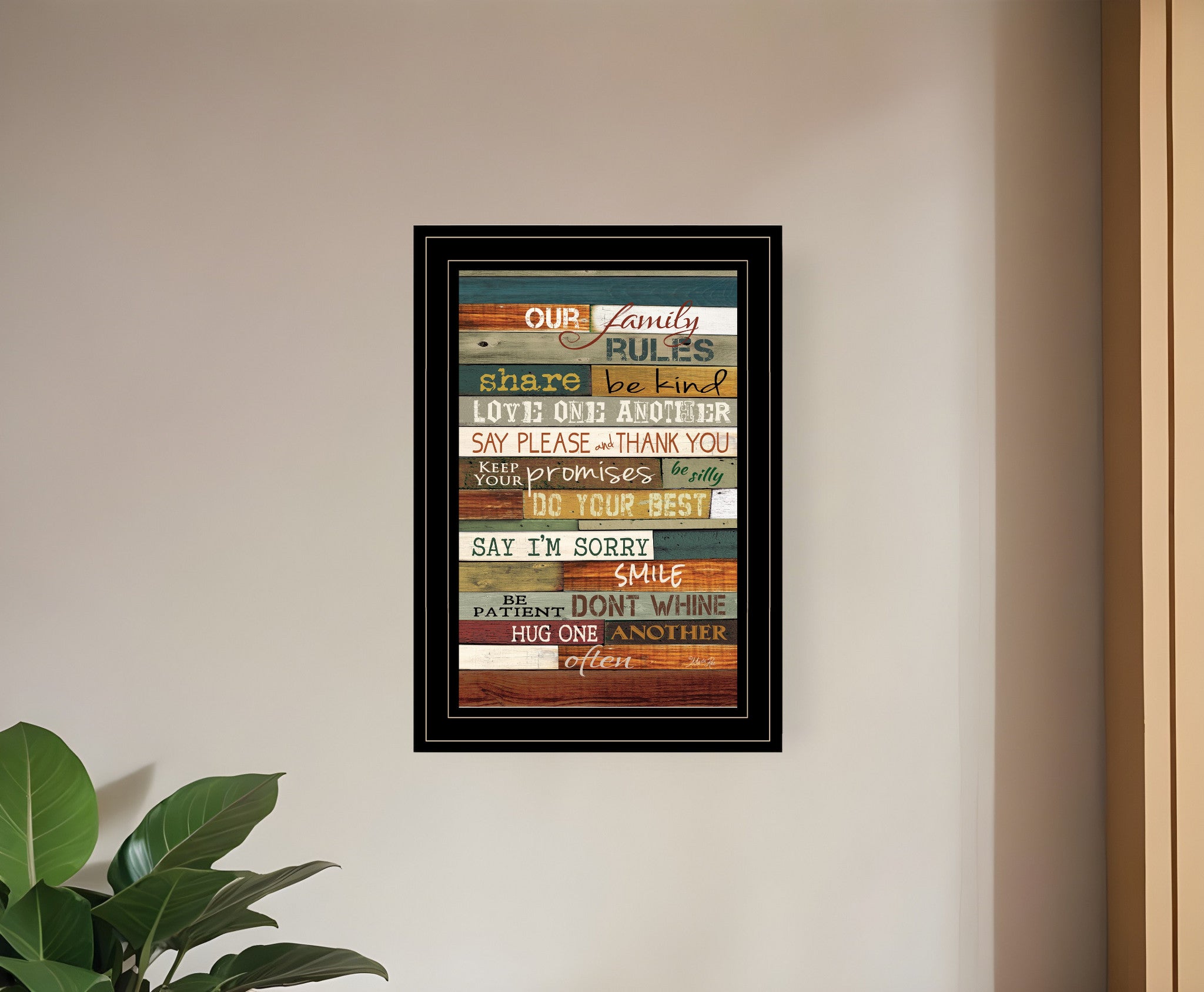 Our Family Rules 4 Black Framed Print Wall Art