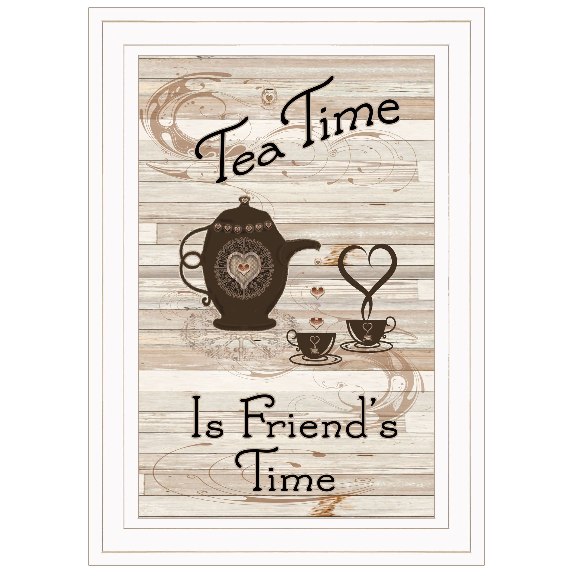 Tea Time is Friends Time 1 White Framed Print Kitchen Wall Art