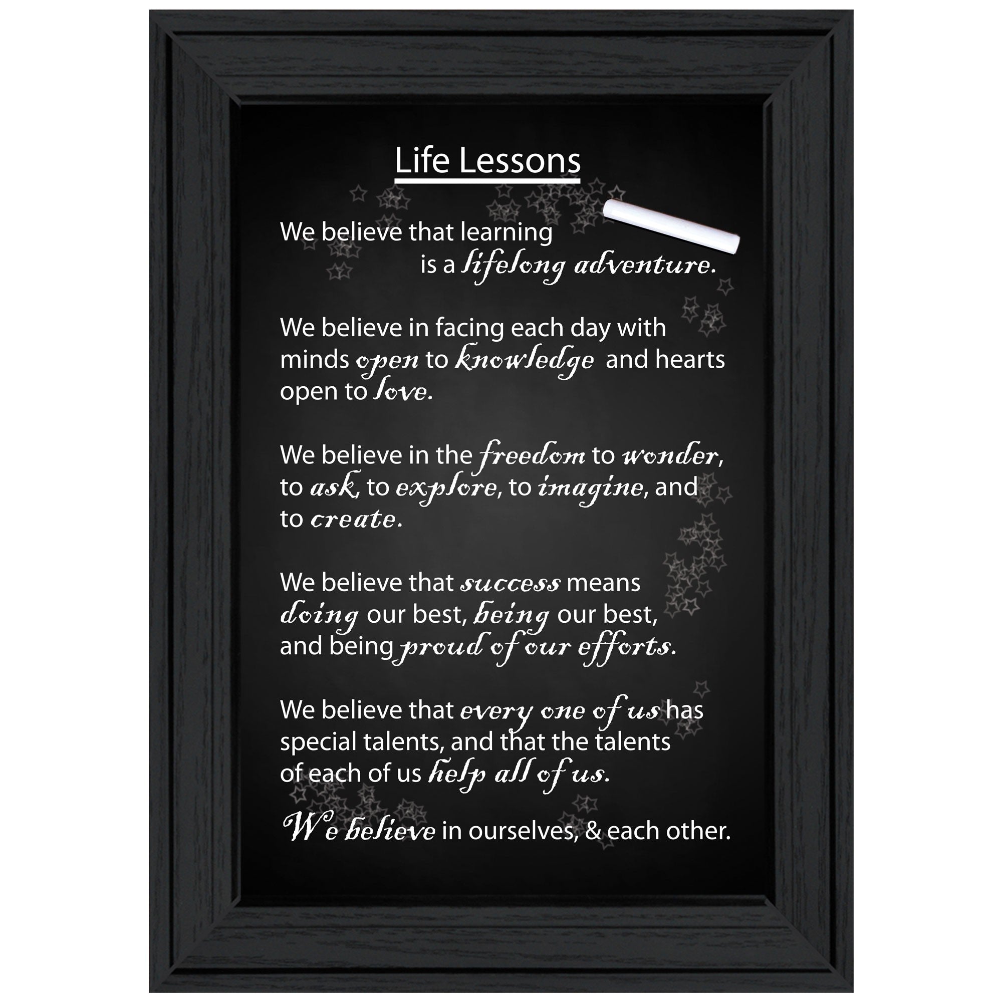 Life Lessons 1 Black Framed Print Wall Art