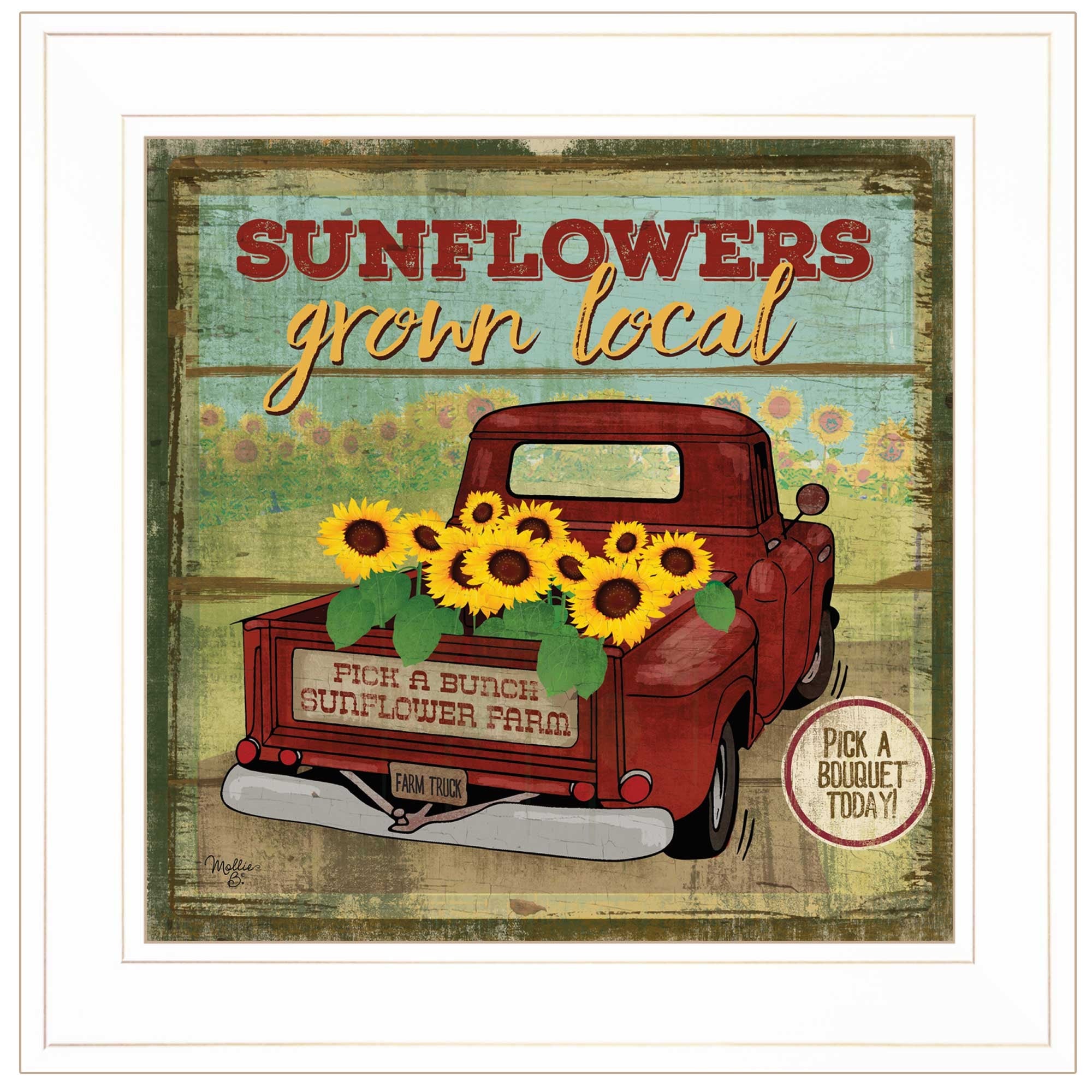 Sunflowers from the Farm 2 White Framed Print Wall Art