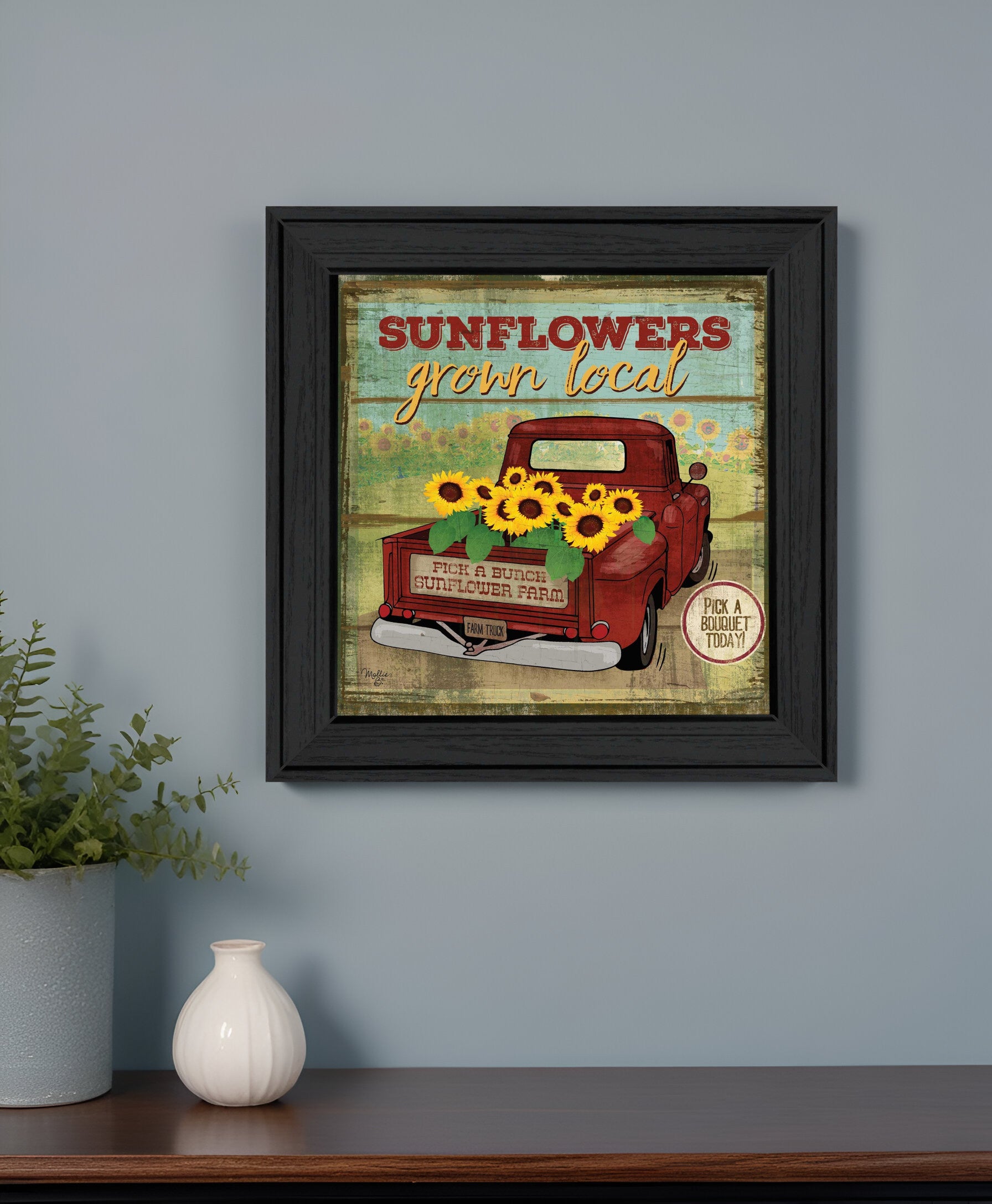 Sunflowers from the Farm 3 Black Framed Print Wall Art