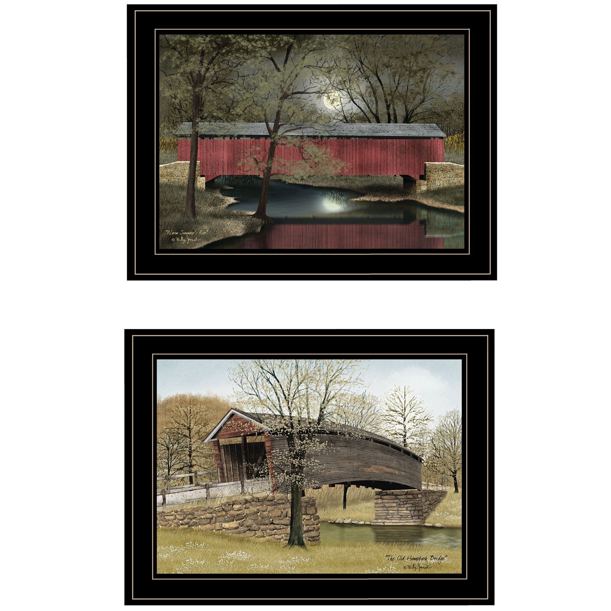 Set Of Two Bridges of 2 Black Framed Print Wall Art