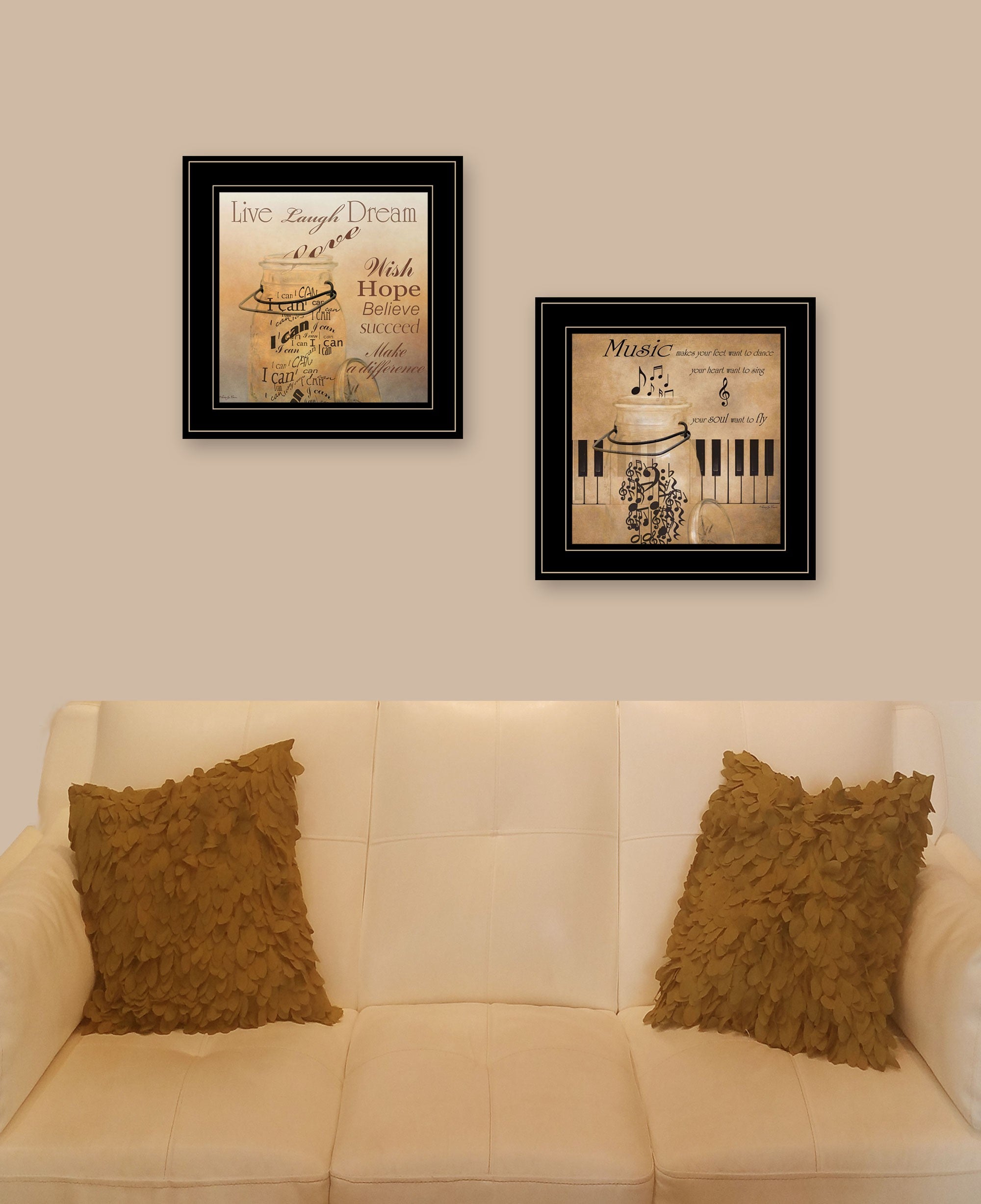 Set Of Two Music 2 Black Framed Print Wall Art