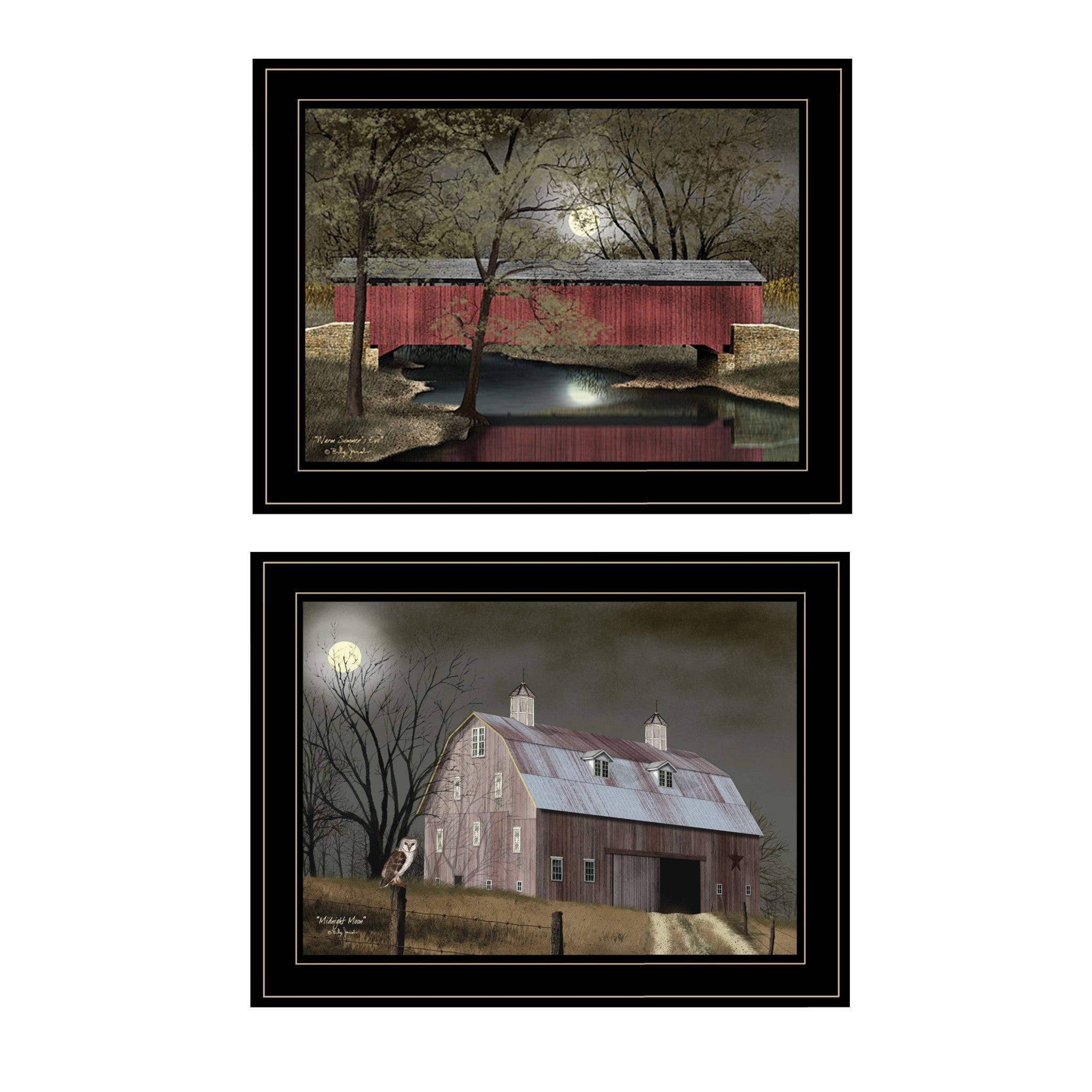 Midnight Moon Black Framed Print Wall Art