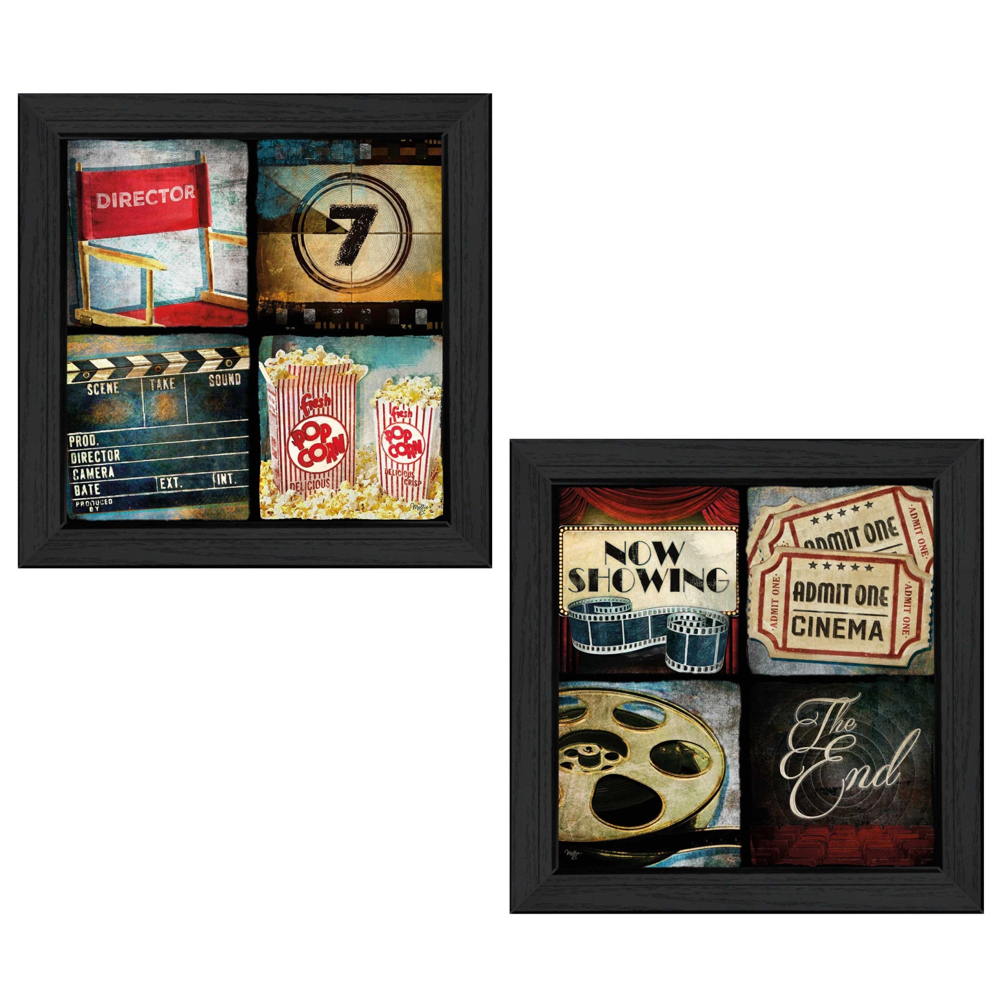 Set Of Two At The Movies 2 Black Framed Print Wall Art