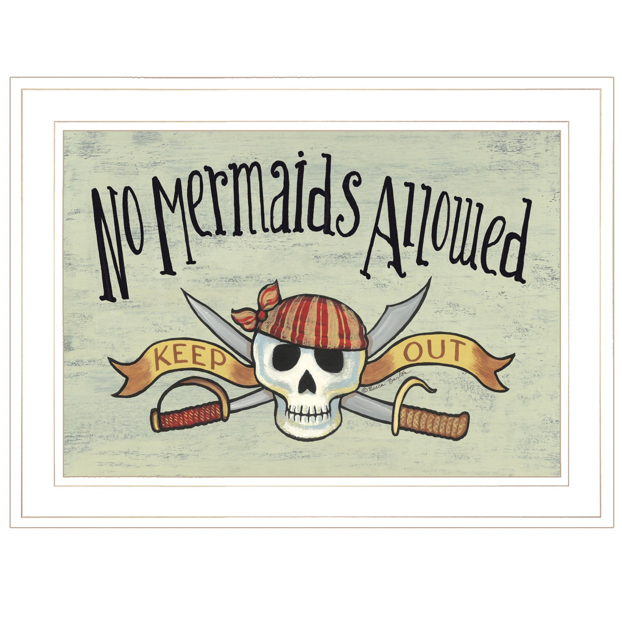 No Mermaids Allowed 2 White Framed Print Wall Art