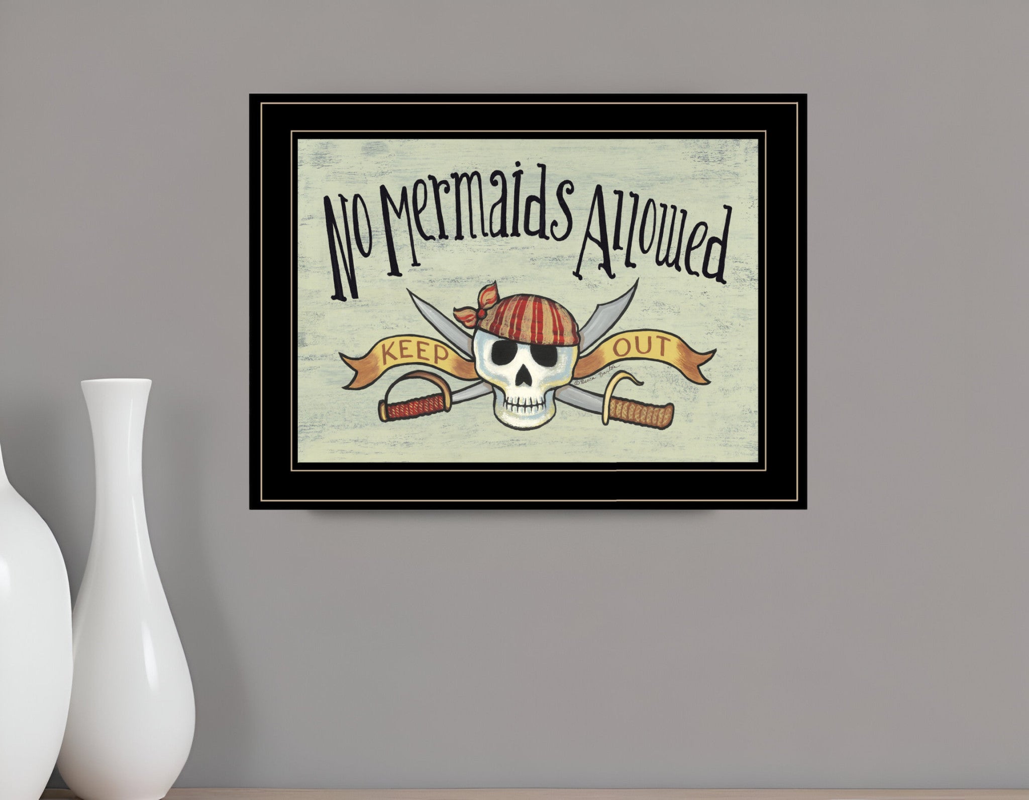 No Mermaids Allowed 3 Black Framed Print Wall Art