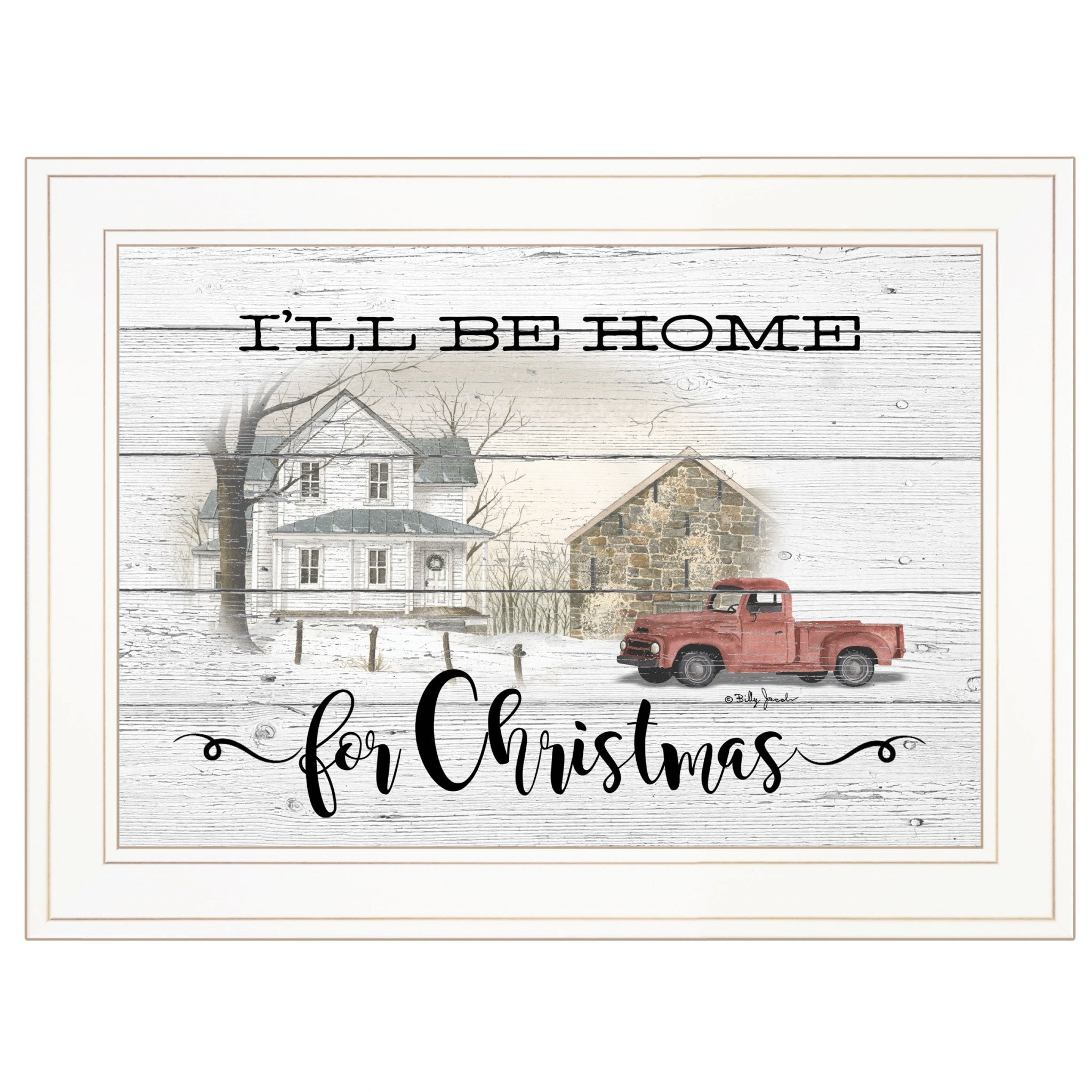 Ill be home for Christmas 2 White Framed Print Wall Art