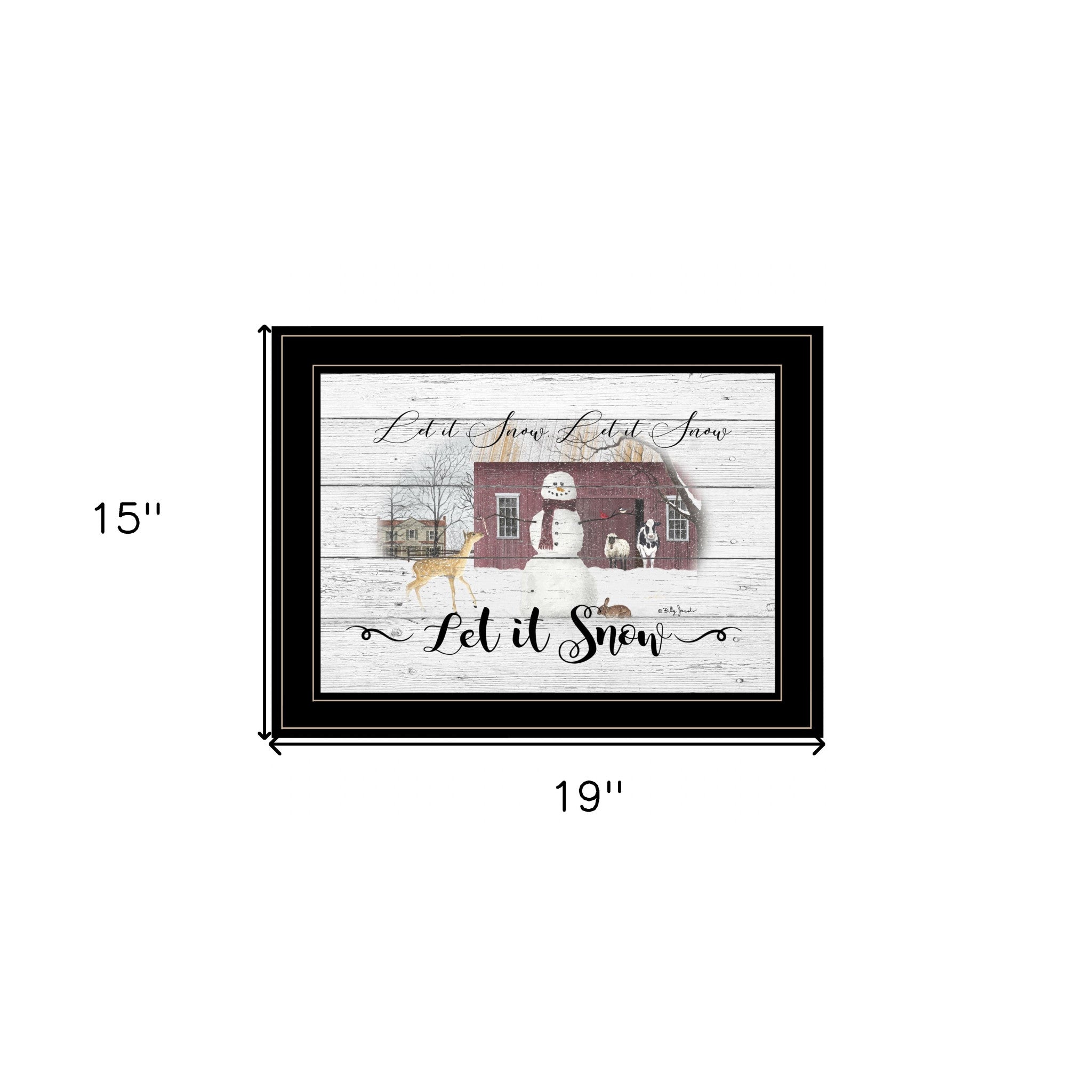 Let It Snow 3 Black Framed Print Wall Art