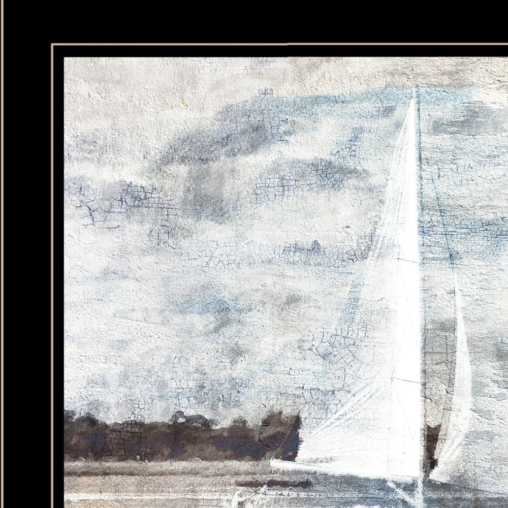 Sailboat on Water 3 Black Framed Print Wall Art