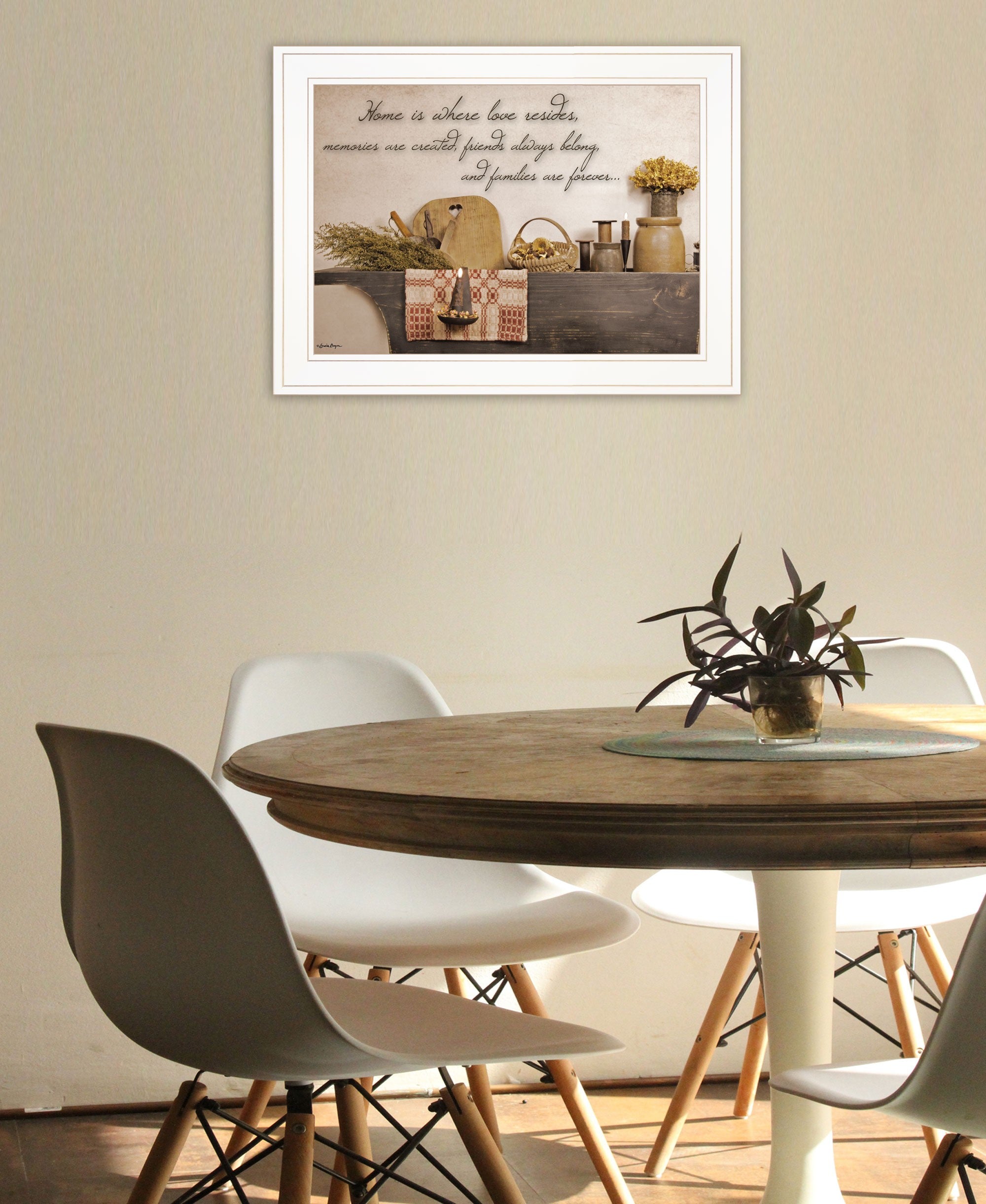 Home is Where Love Resides 1 White Framed Print Kitchen Wall Art