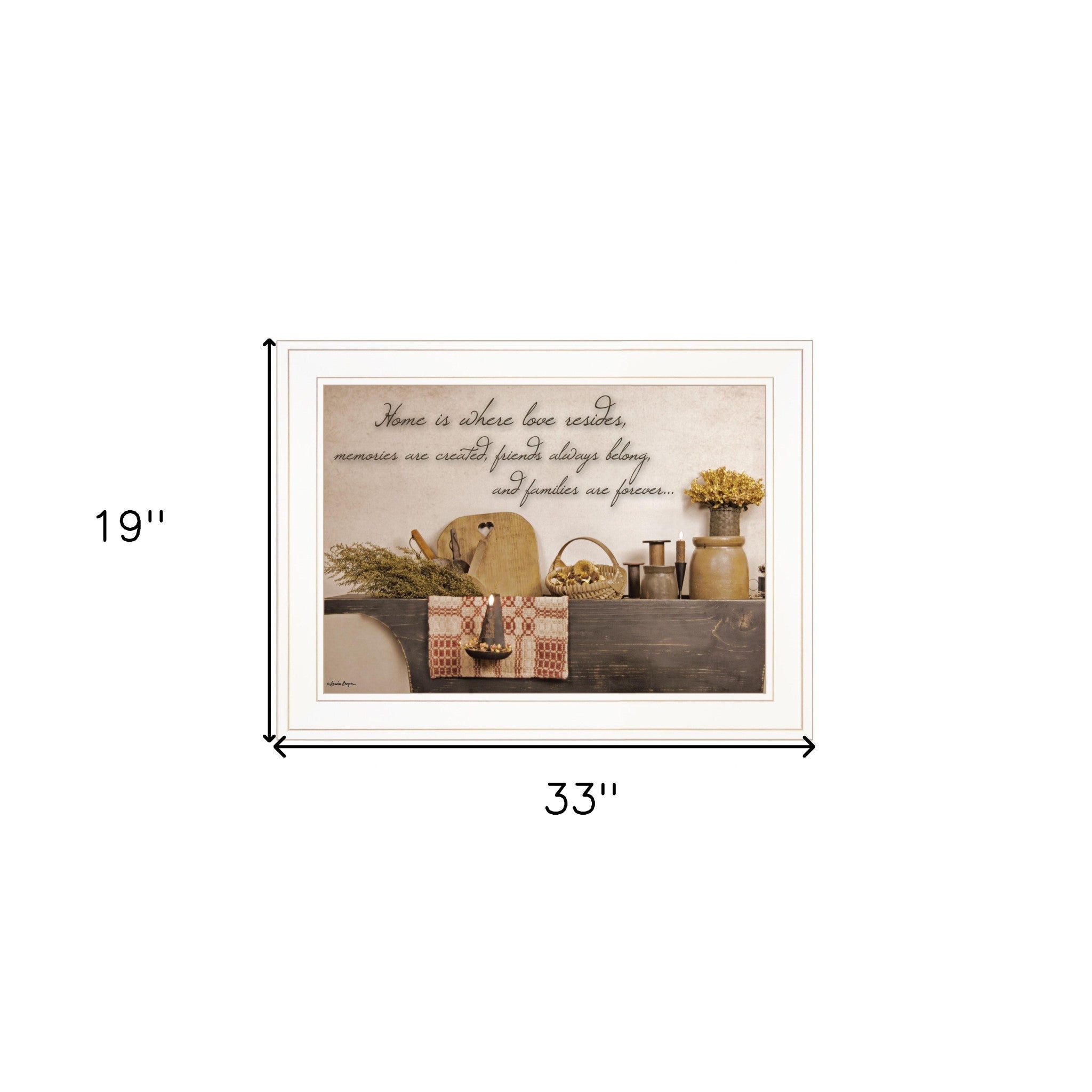 Home is Where Love Resides 1 White Framed Print Kitchen Wall Art