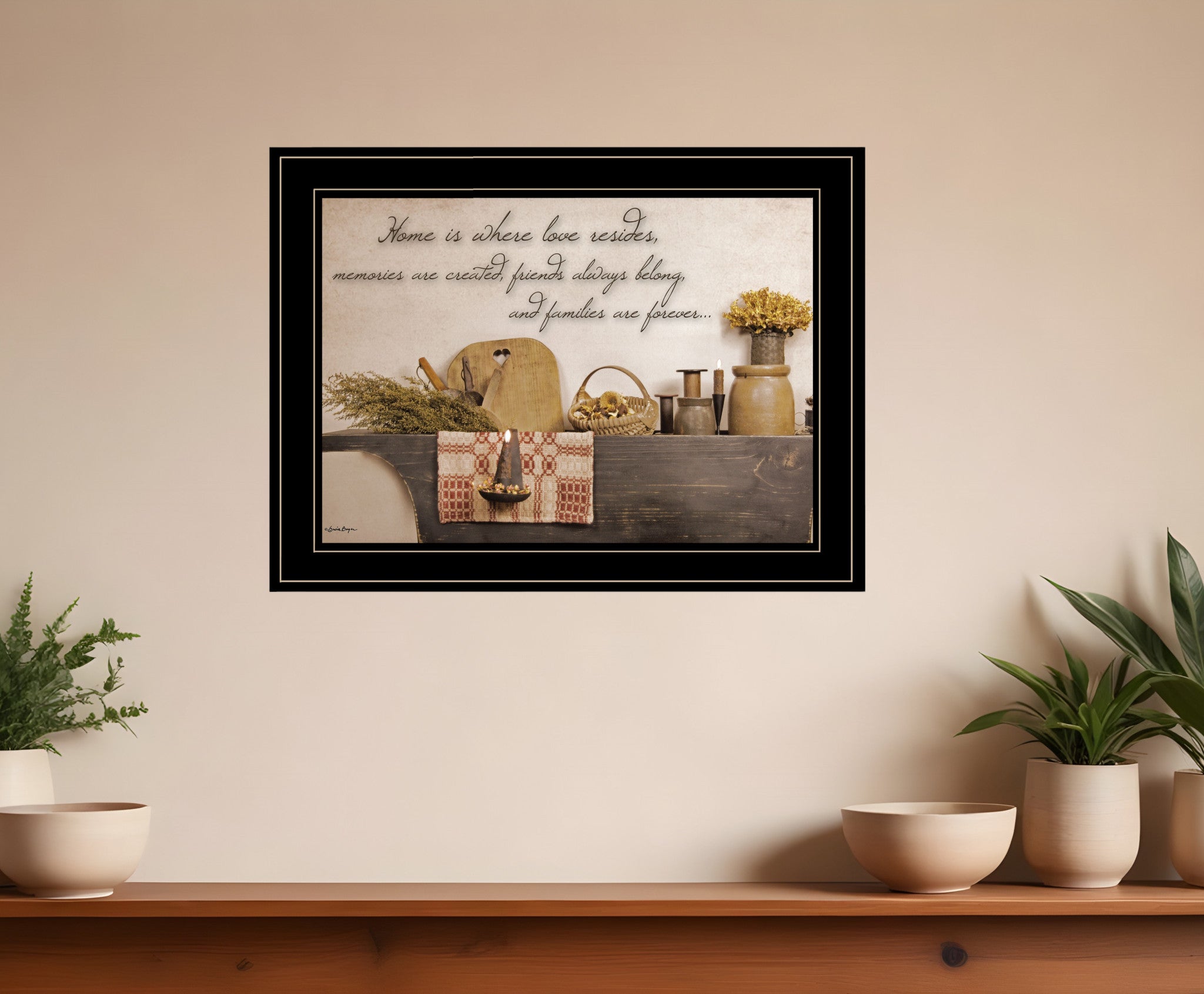 Home is Where Love Resides 2 Black Framed Print Kitchen Wall Art