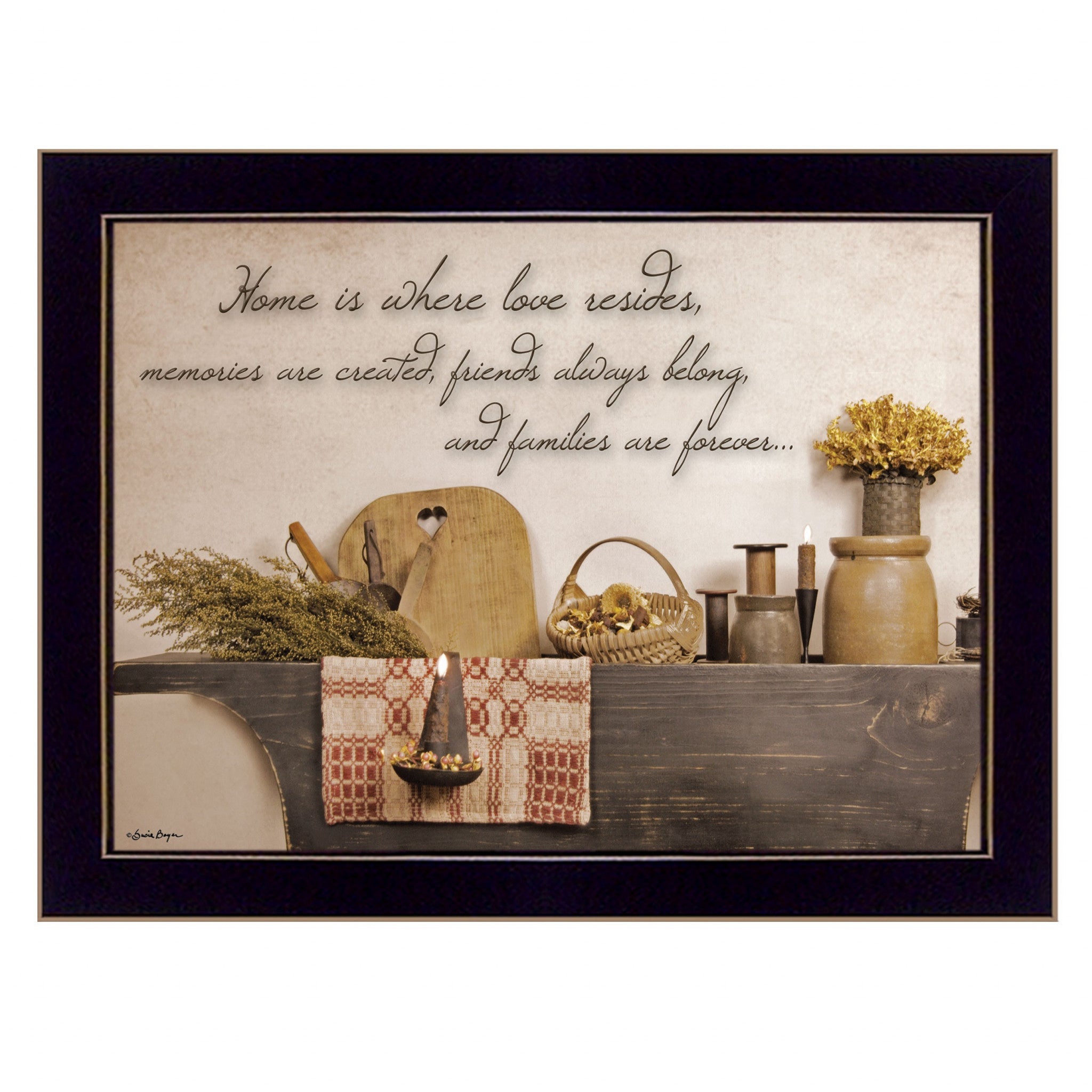 Home is Where Love Resides 3 Black Framed Print Kitchen Wall Art