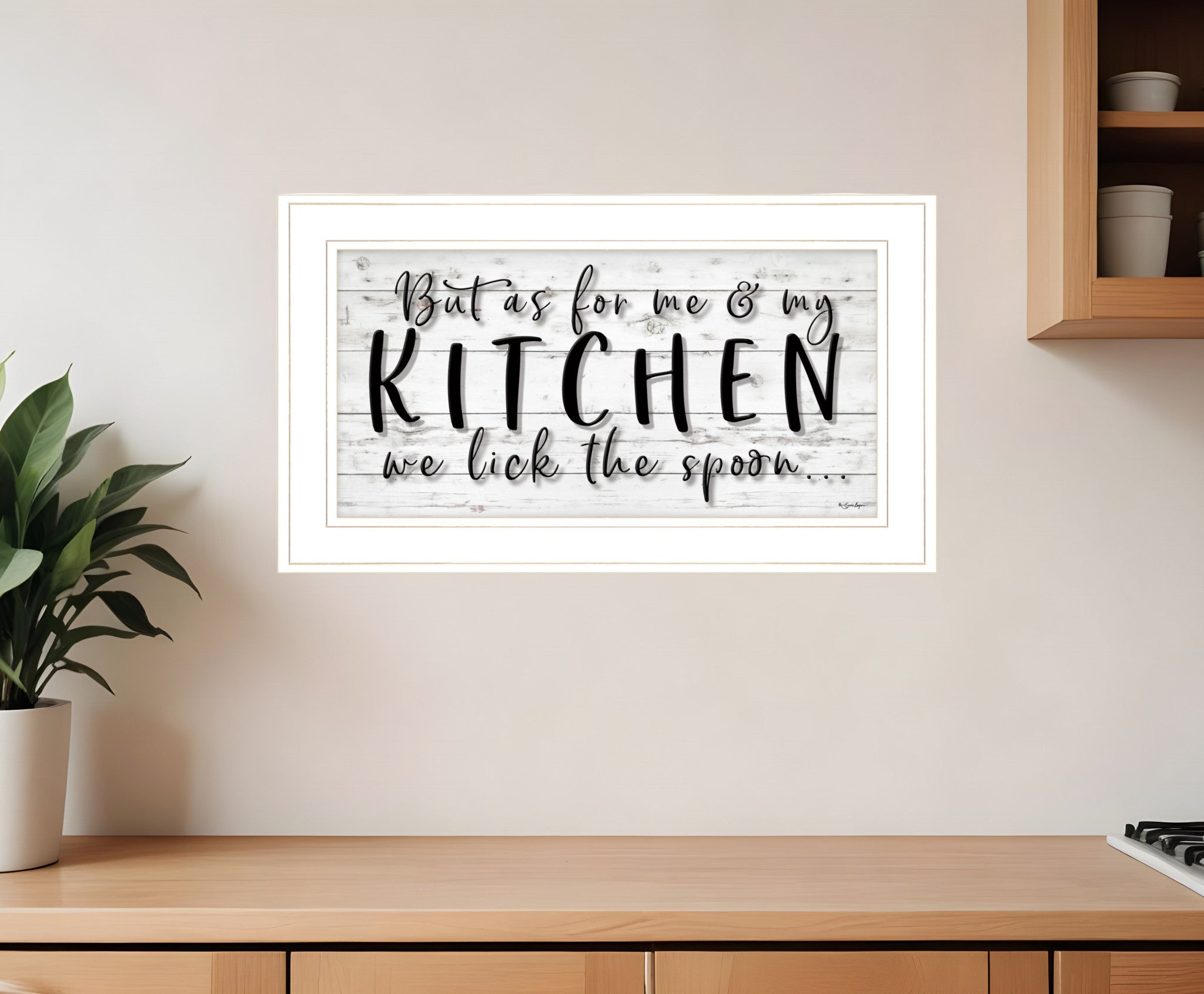 We lick the Spoon 1 White Framed Print Kitchen Wall Art