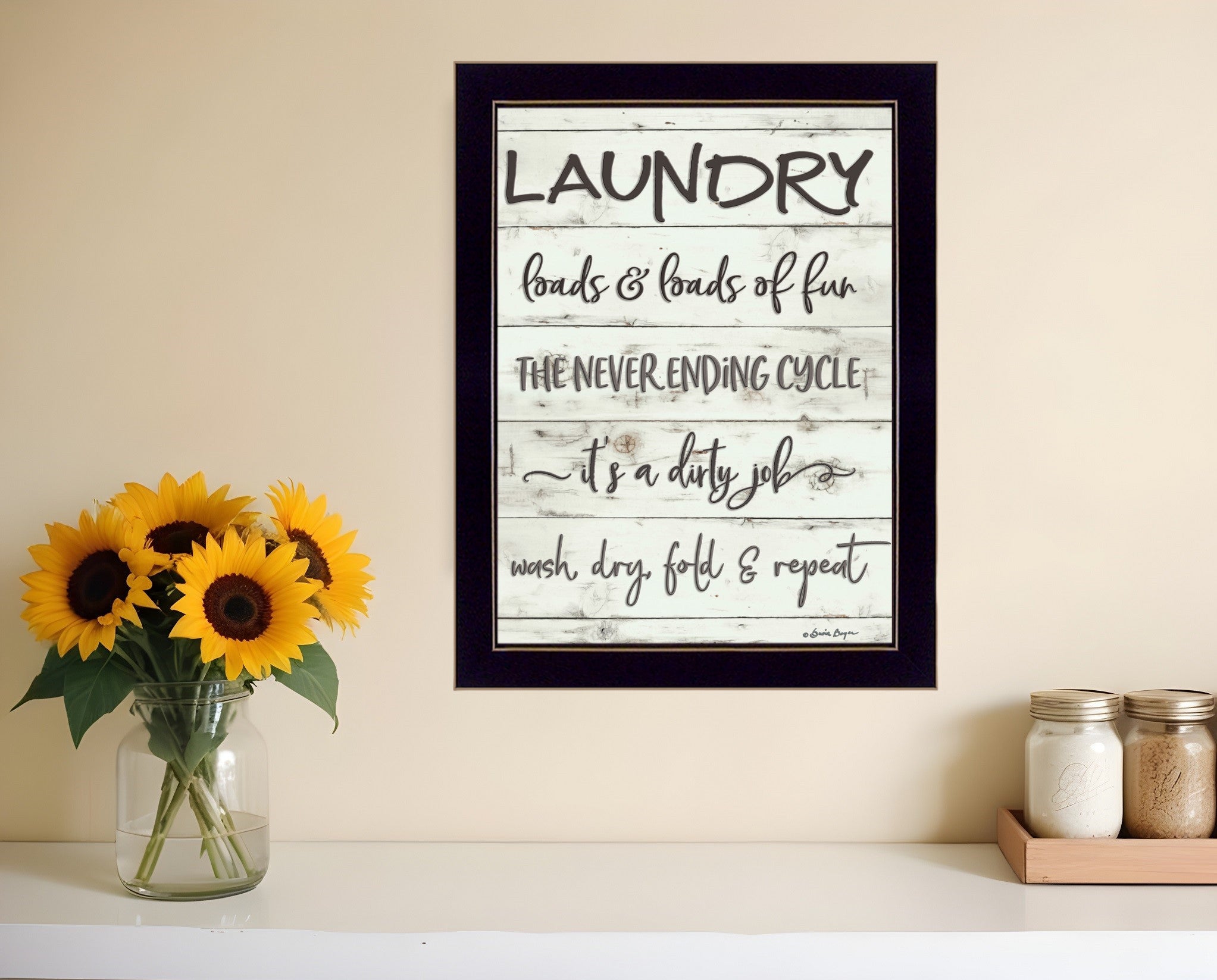 Laundry 3 Black Framed Print Bathroom Wall Art