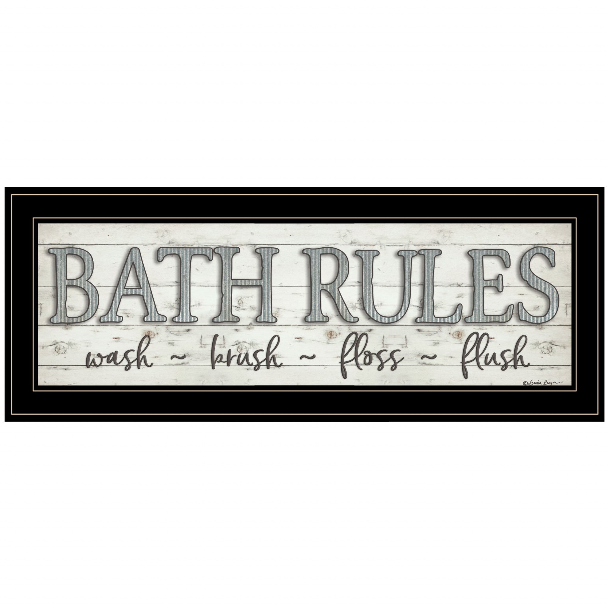 Bath Rules 2 Black Framed Print Wall Art