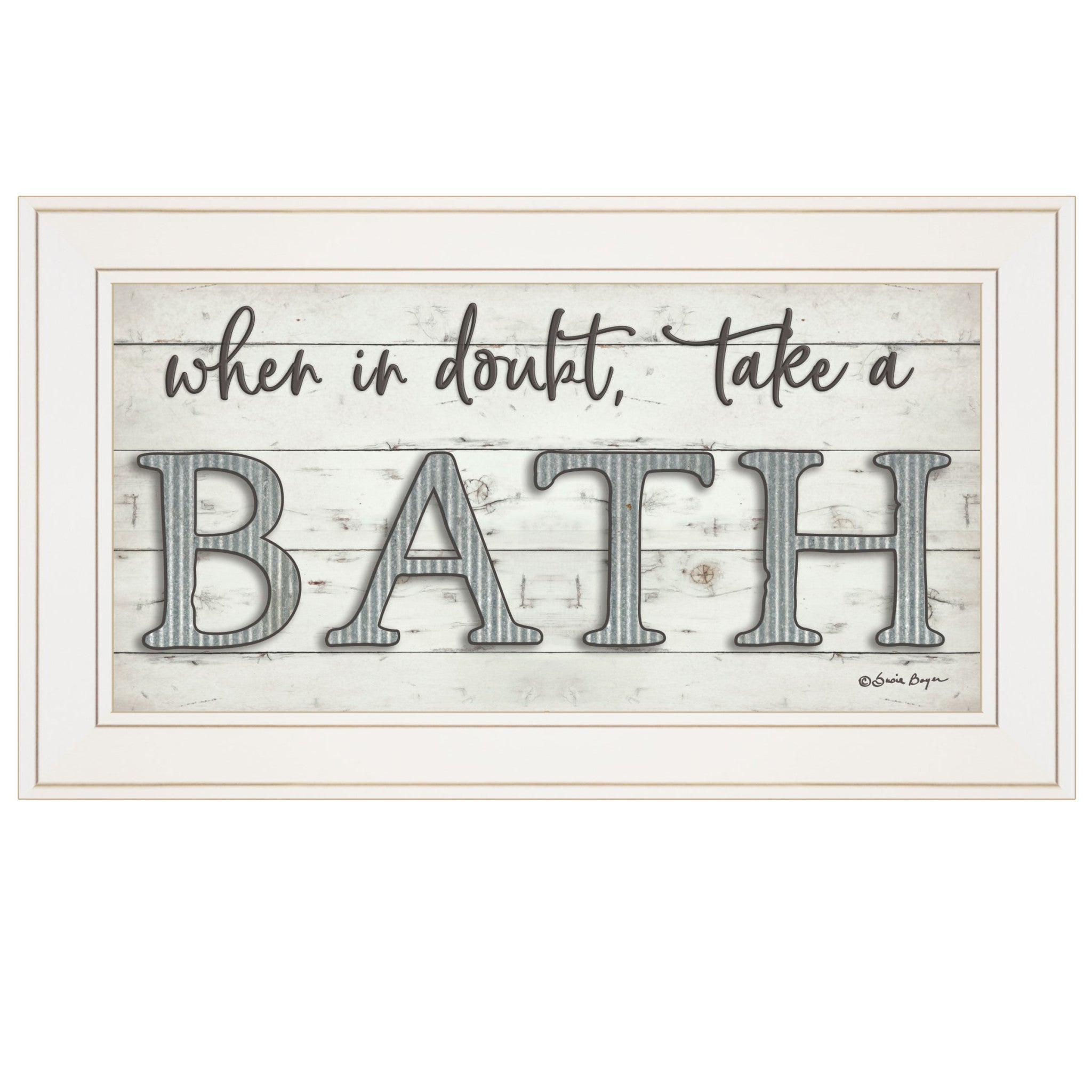 When In Doubt Take A Bath 2 White Framed Print Bathroom Wall Art