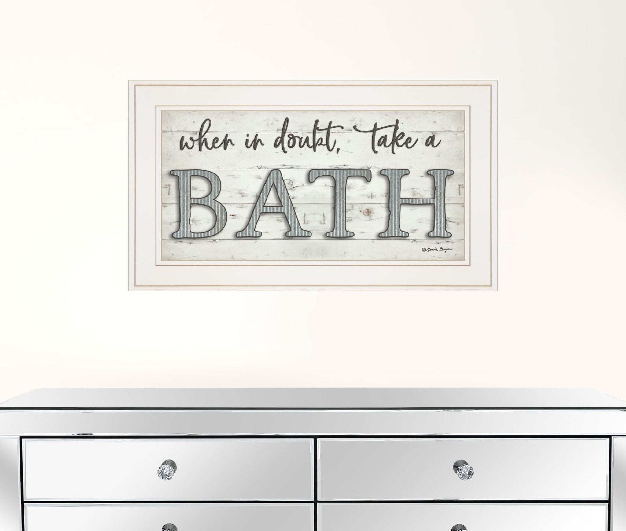 When In Doubt Take A Bath 2 White Framed Print Bathroom Wall Art