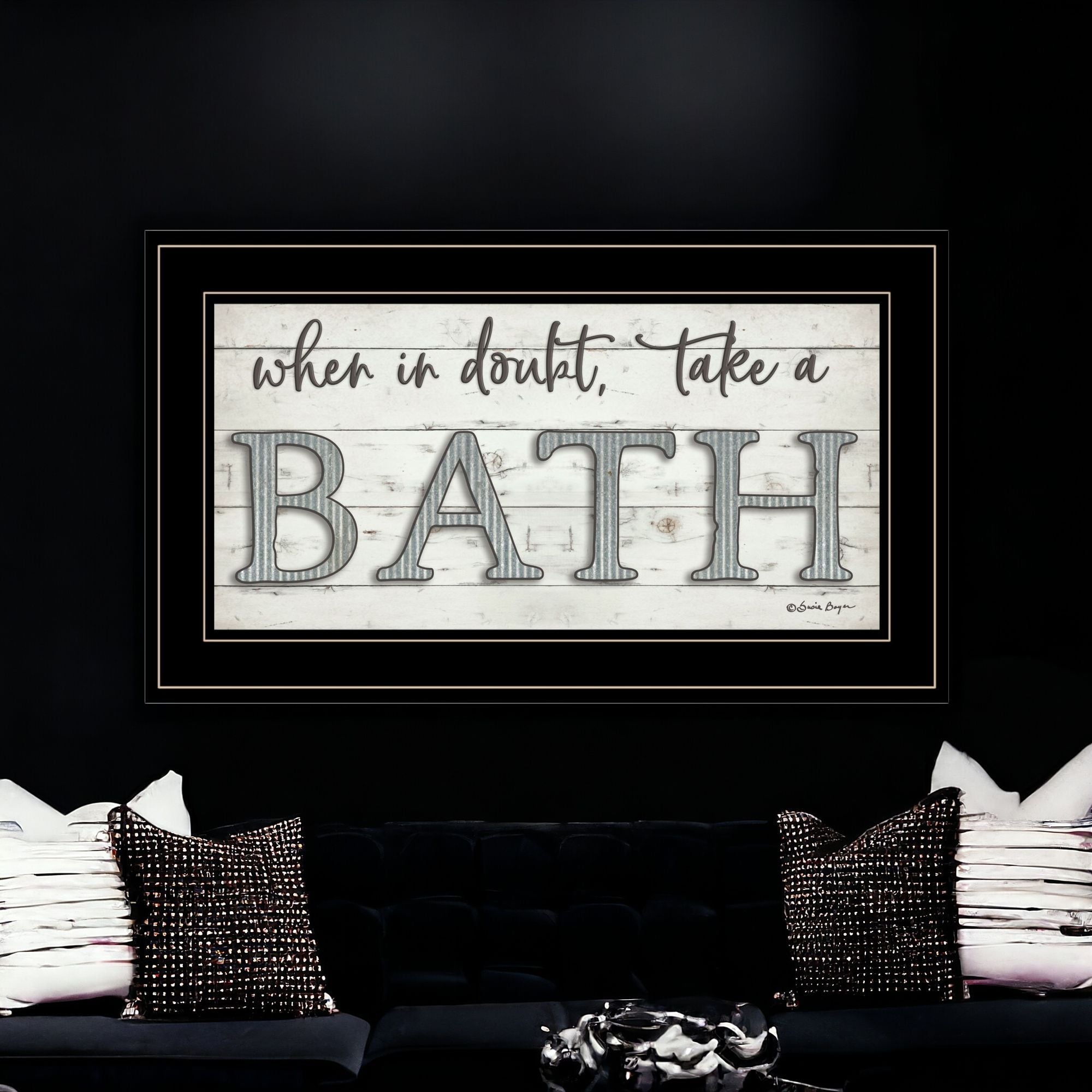 When In Doubt Take A Bath 3 Black Framed Print Bathroom Wall Art