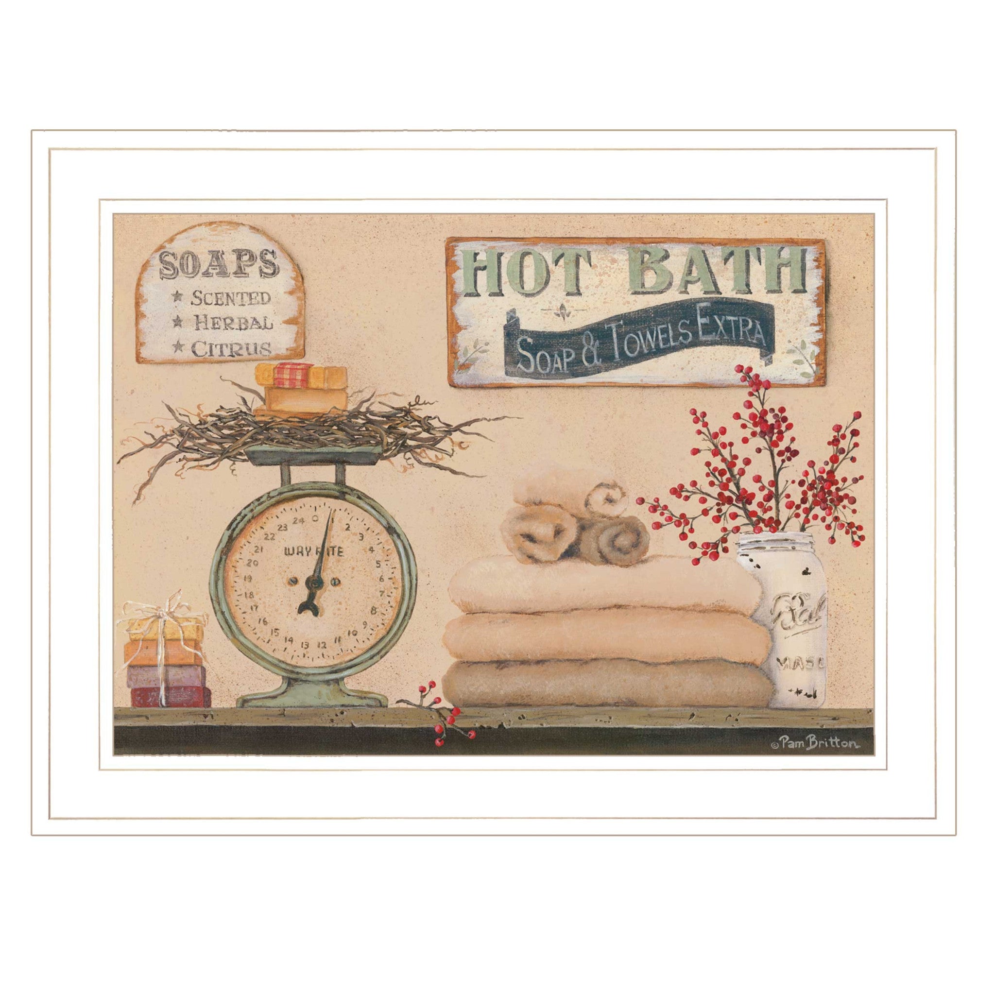 Hot Bath 16 White Framed Print Bathroom Wall Art