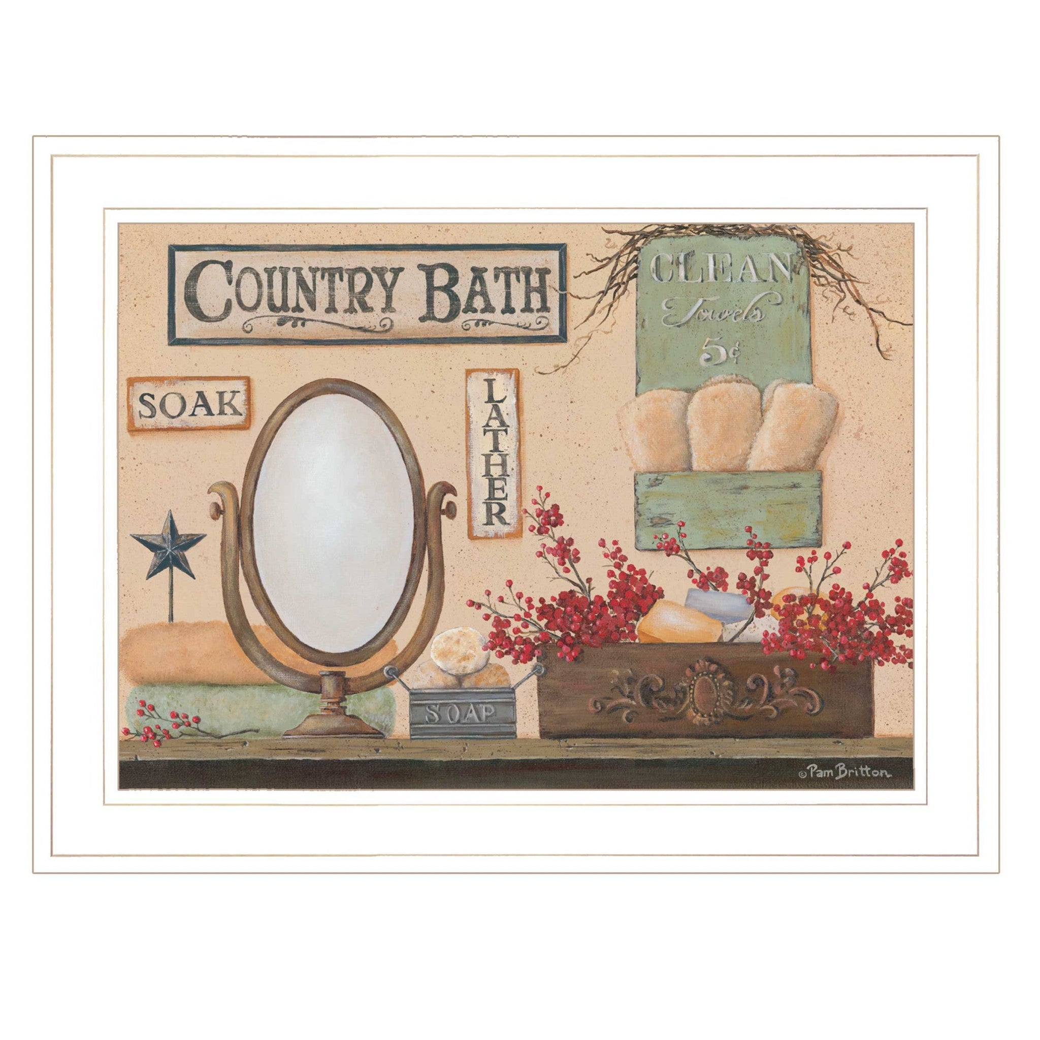 Country Bath 11 White Framed Print Wall Art