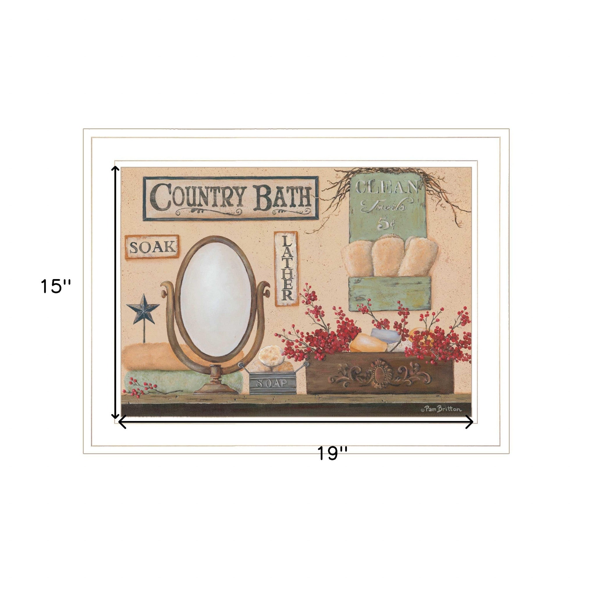 Country Bath 11 White Framed Print Wall Art