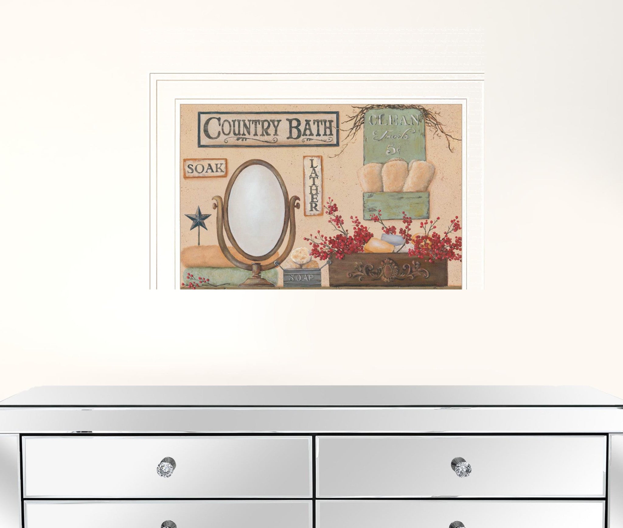 Country Bath 11 White Framed Print Wall Art