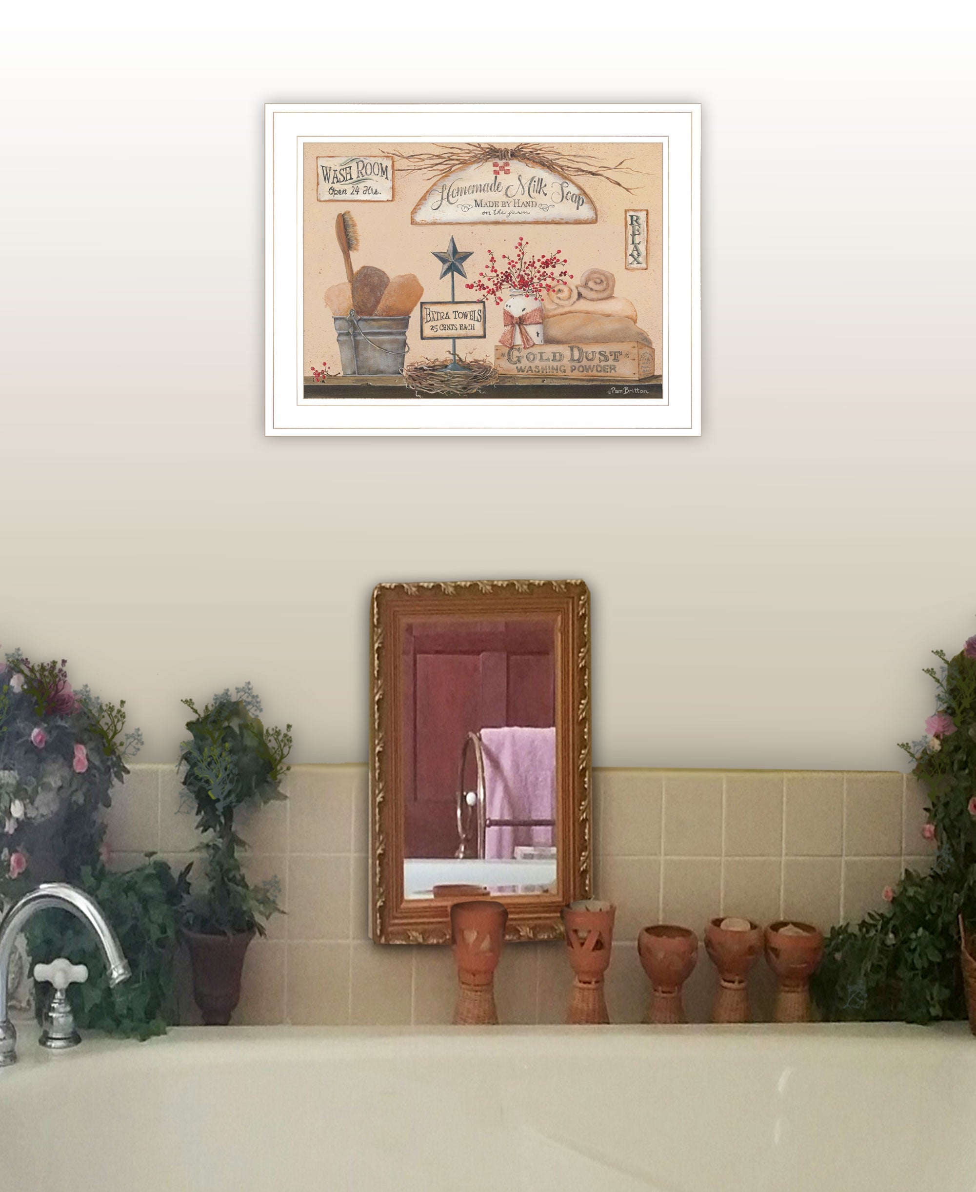 Wash Room 2 White Framed Print Bathroom Wall Art