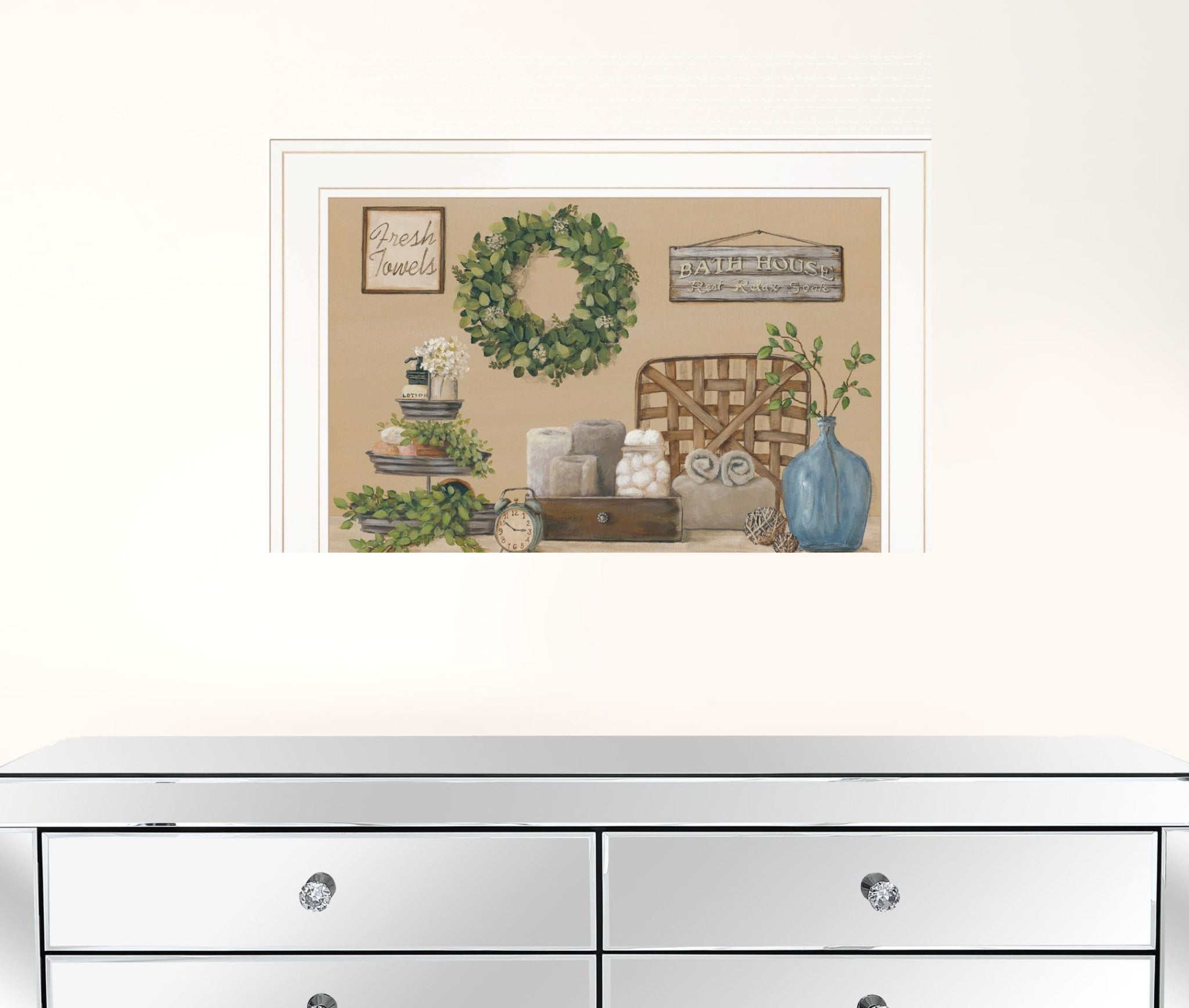 Farmhouse Bath I 2 White Framed Print Wall Art