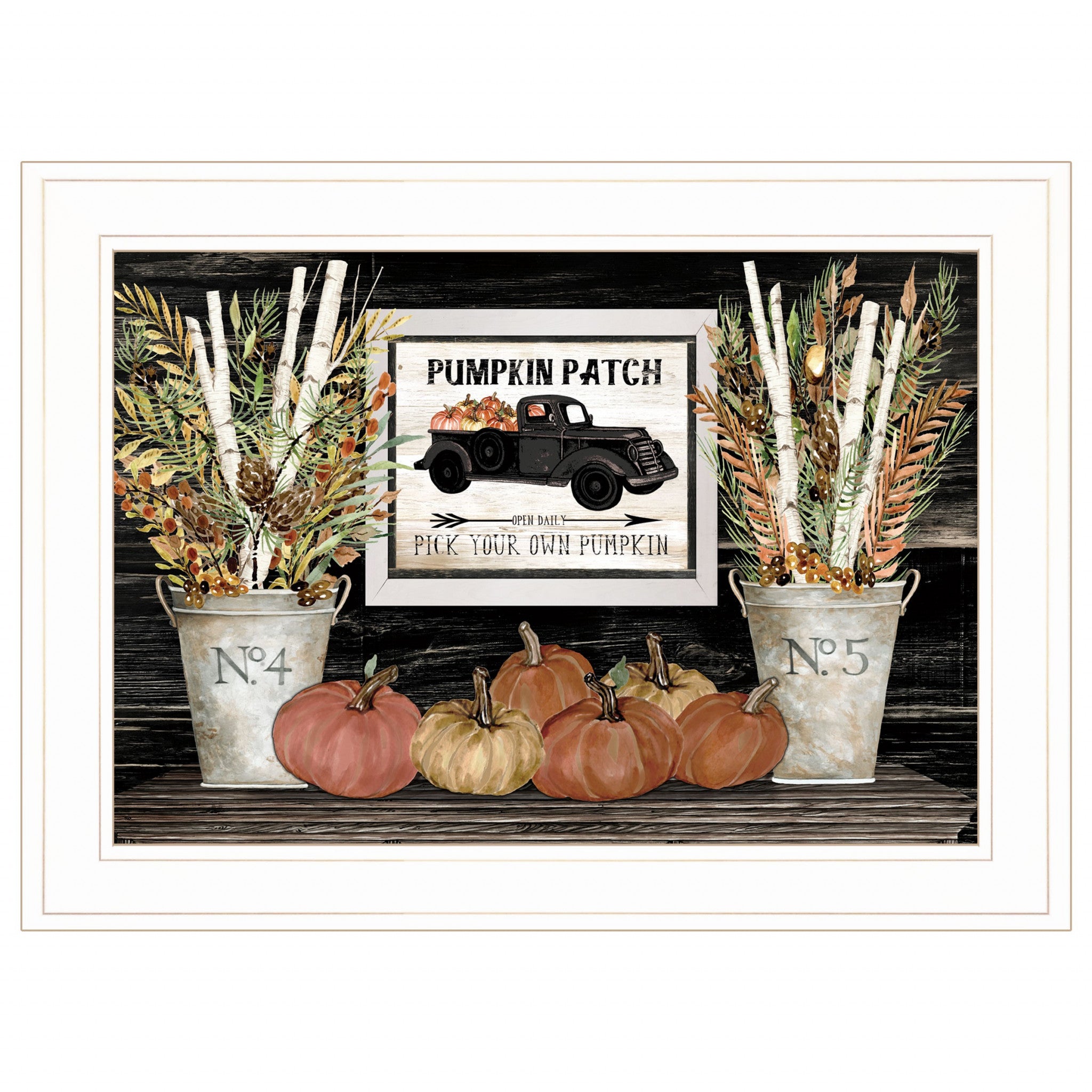 Pumpkin Patch Still Life 2 White Framed Print Wall Art