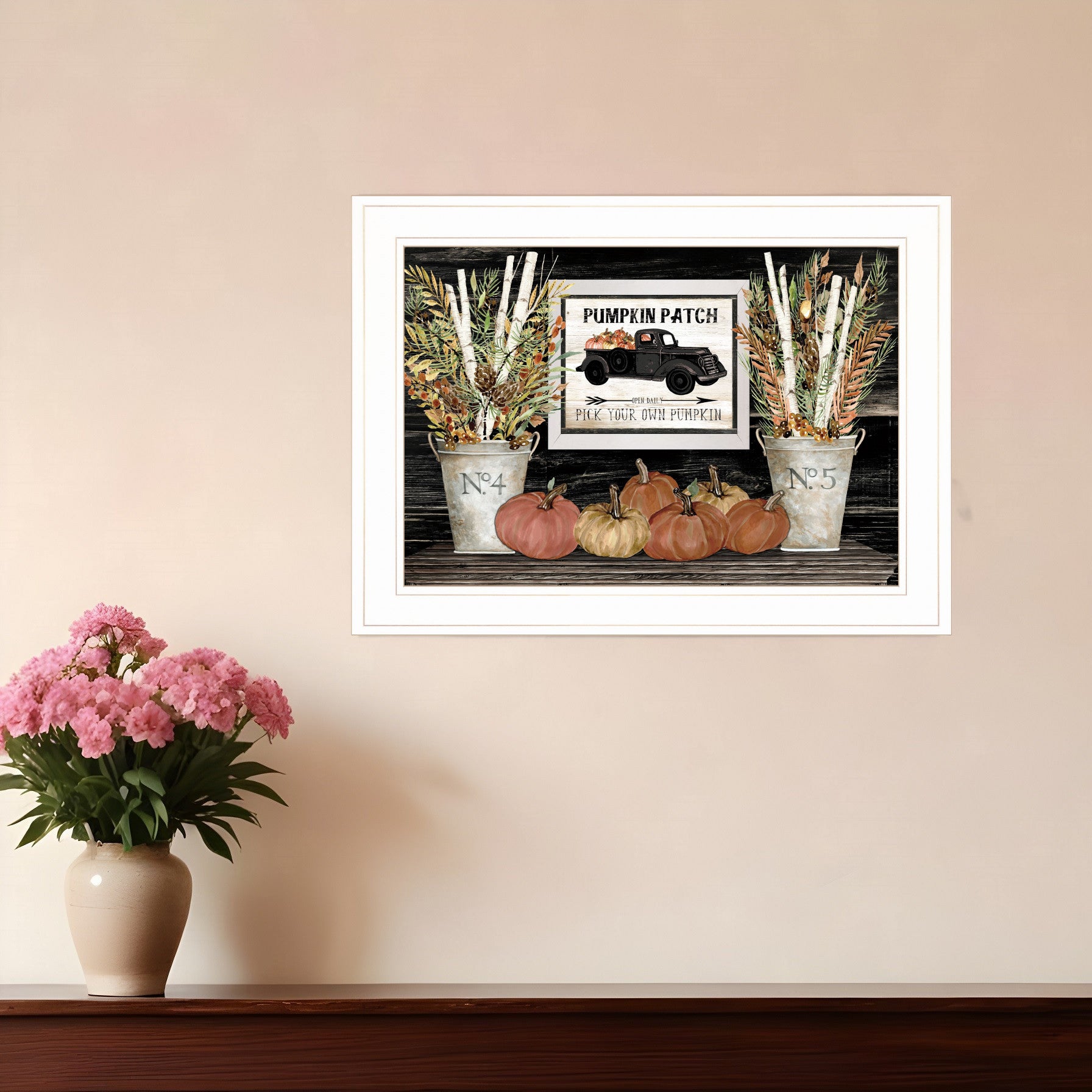 Pumpkin Patch Still Life 2 White Framed Print Wall Art