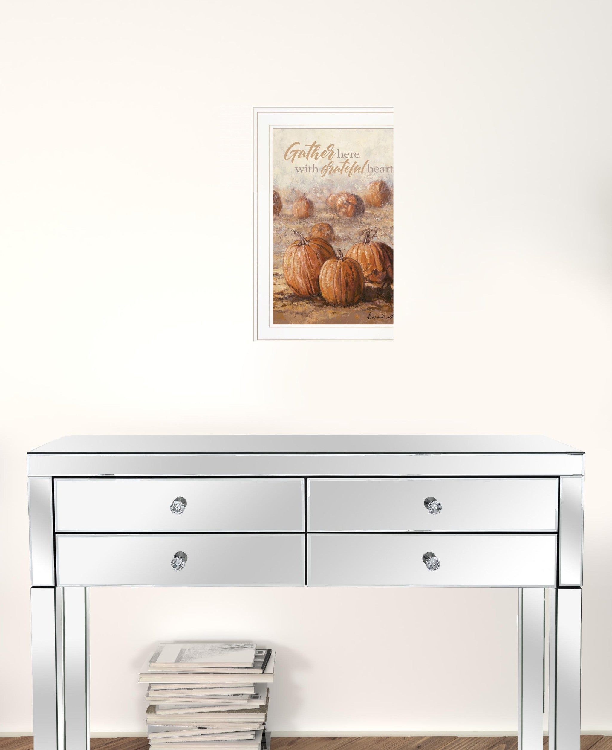 Gather Here With Grateful Hearts 1 White Framed Print Wall Art