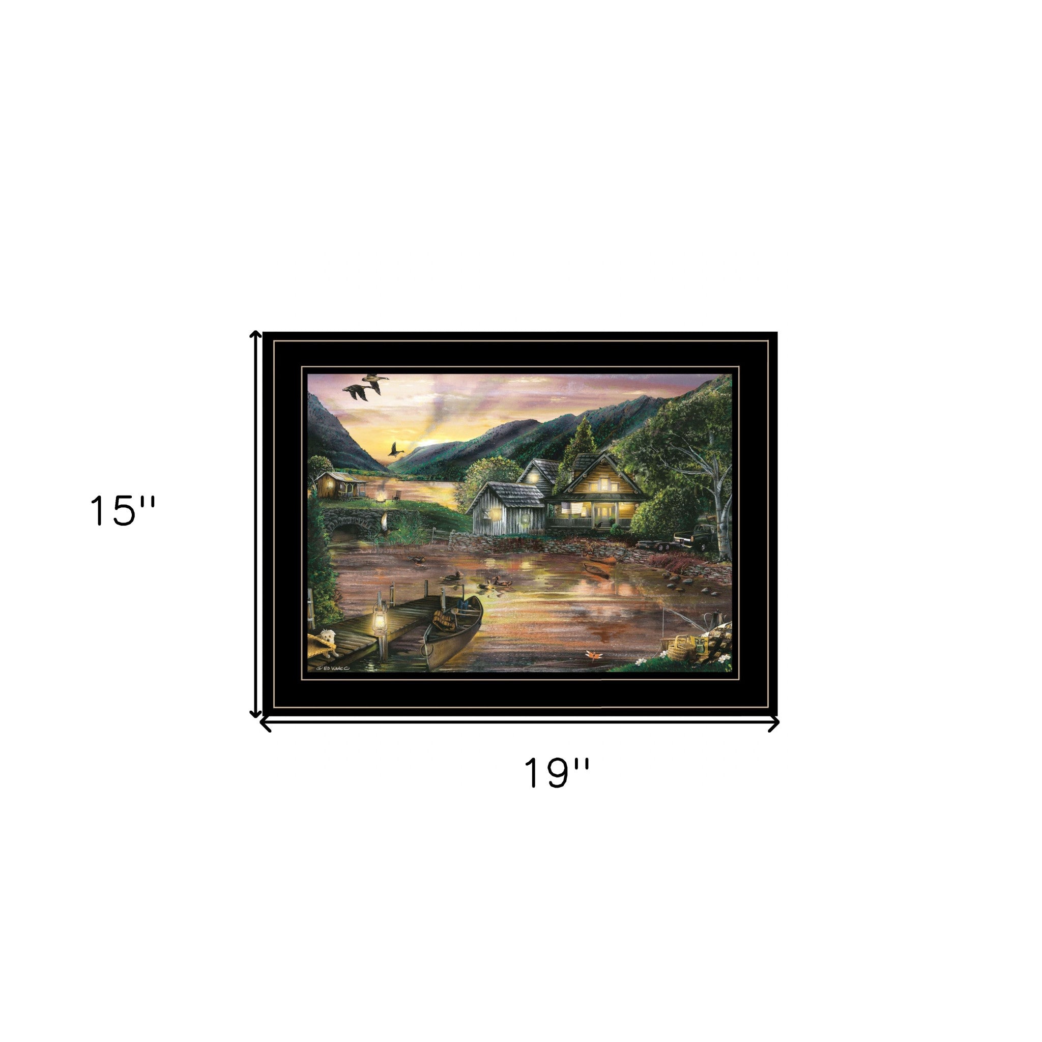 Lakefront Camping II 3 Black Framed Print Wall Art