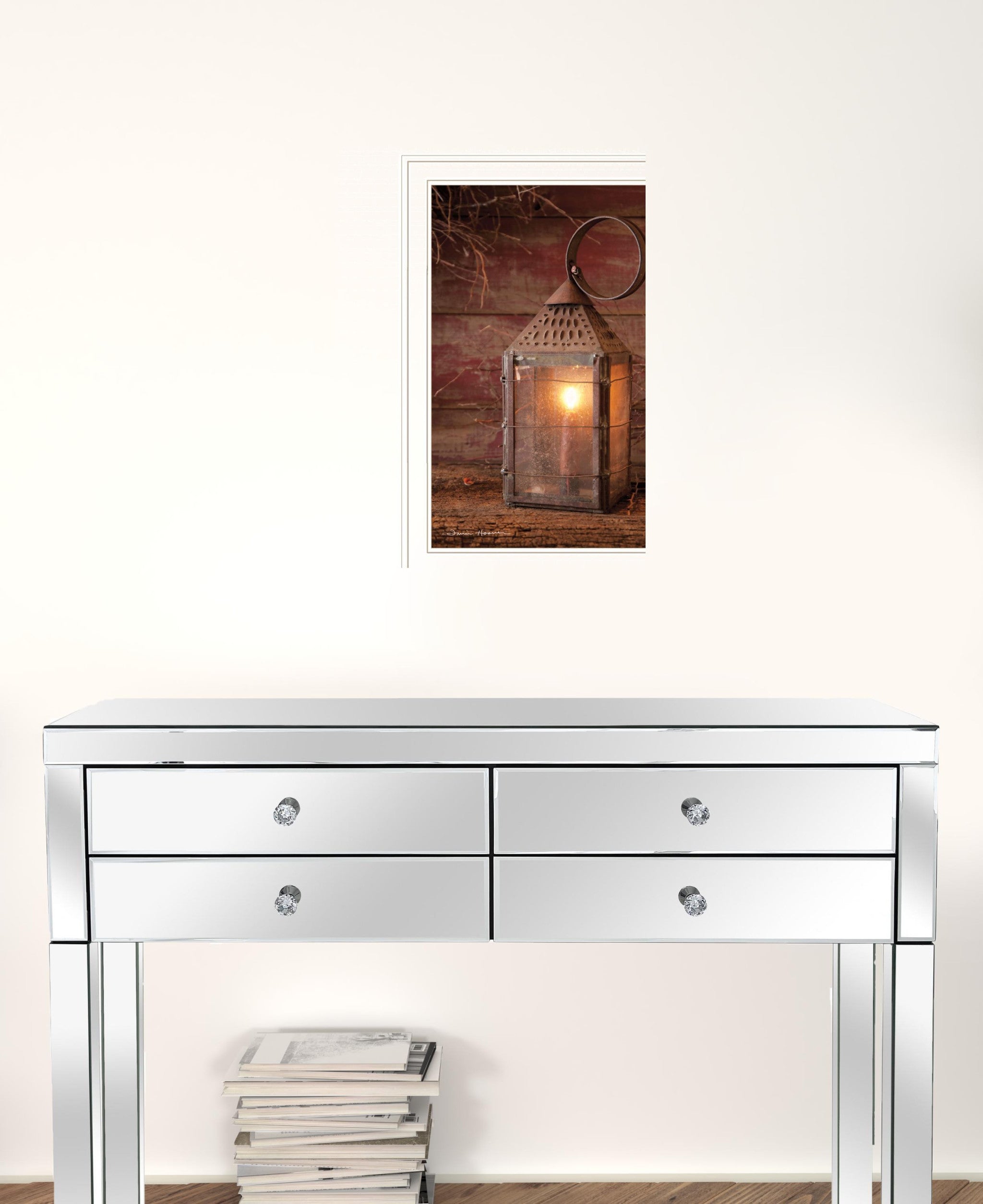 Innkeepers Lantern 3 White Framed Print Wall Art