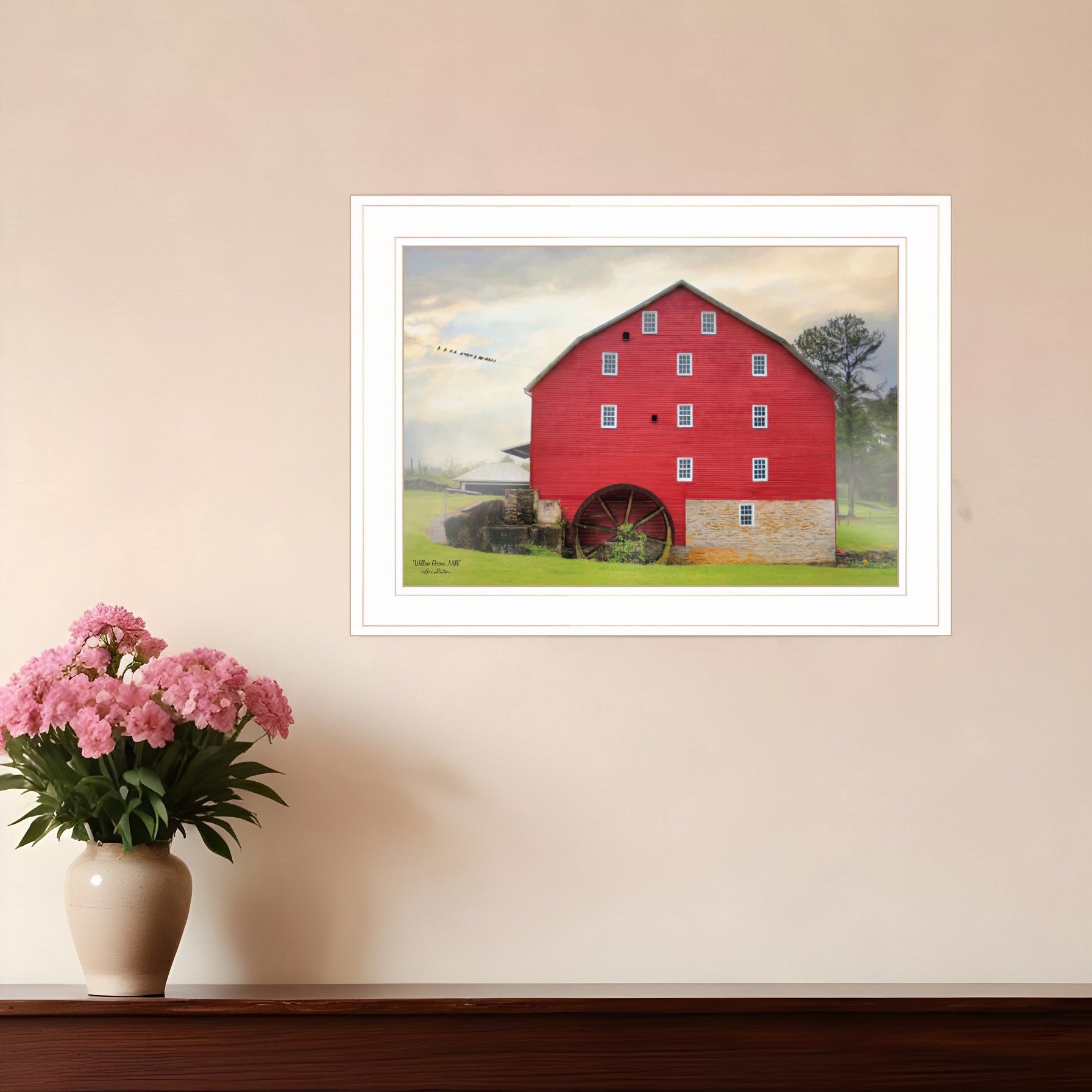 Willow Grove Mill 2 White Framed Print Wall Art